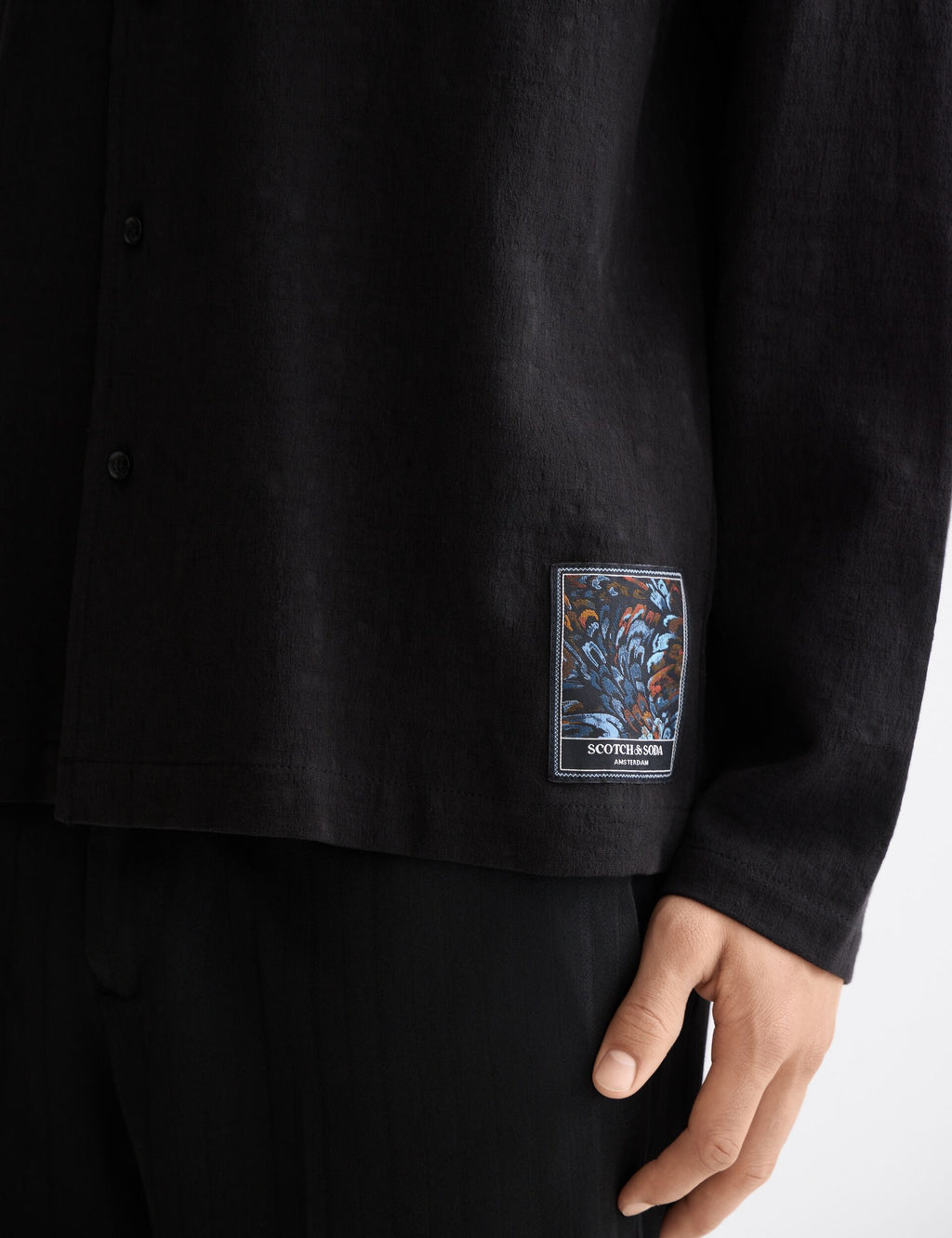 Tonal jacquard relaxed-fit shirt