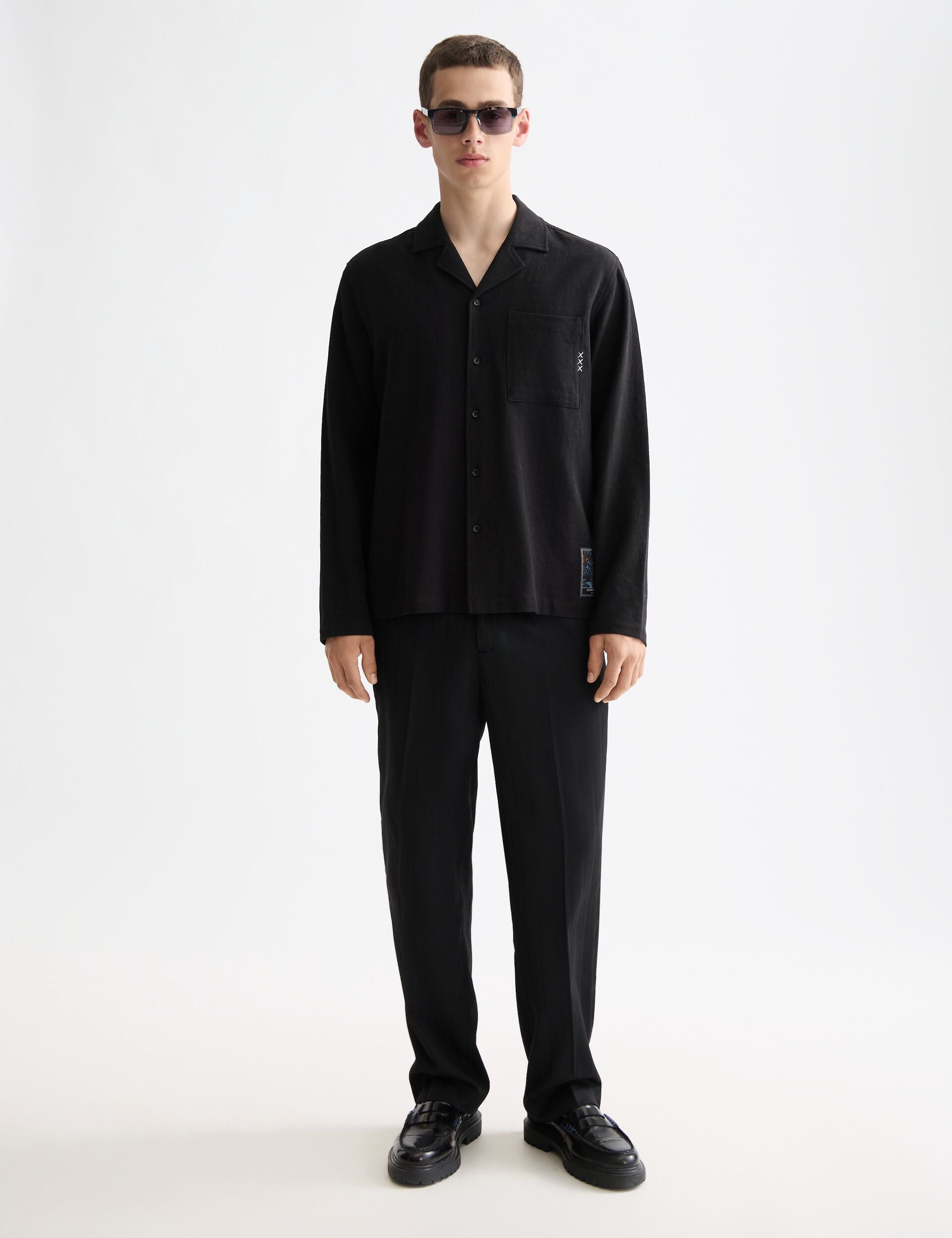 Tonal jacquard relaxed-fit shirt