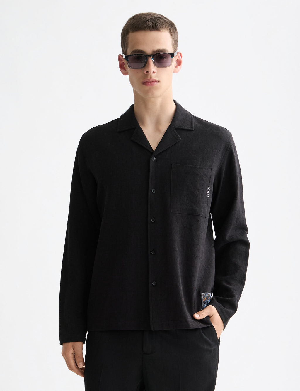 Tonal jacquard relaxed-fit shirt