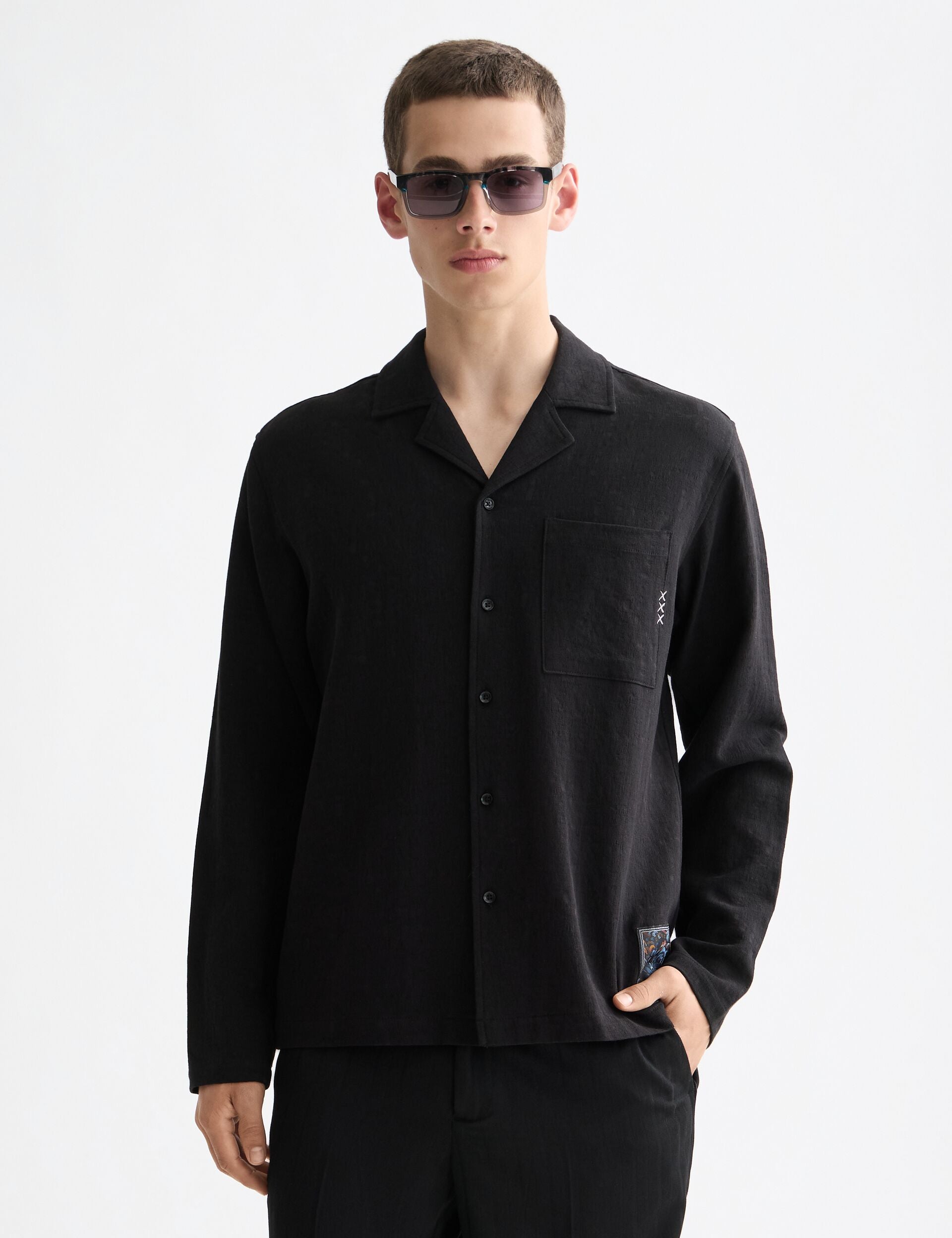 Tonal jacquard relaxed-fit shirt