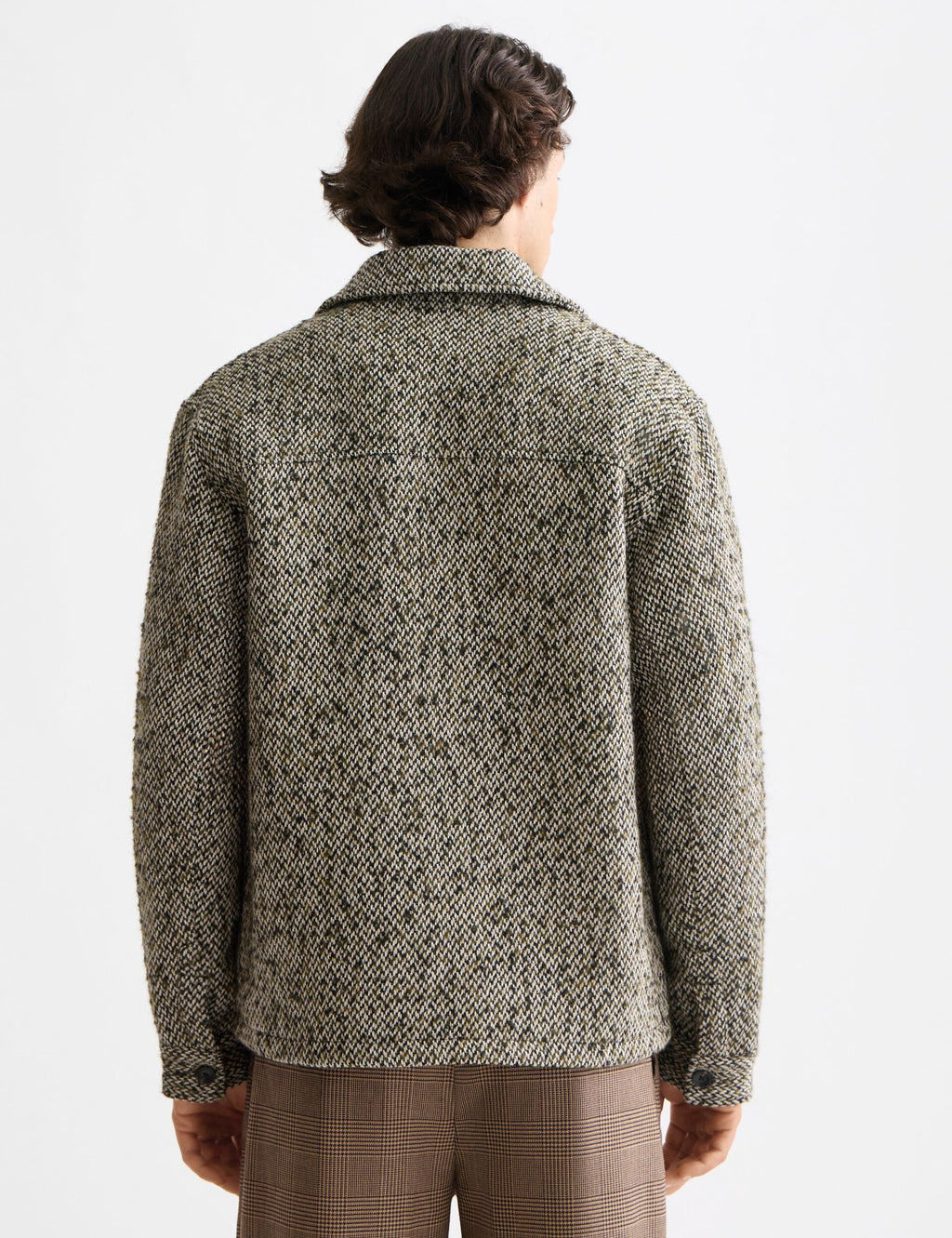 Multicoloured tweed wool-blend overshirt