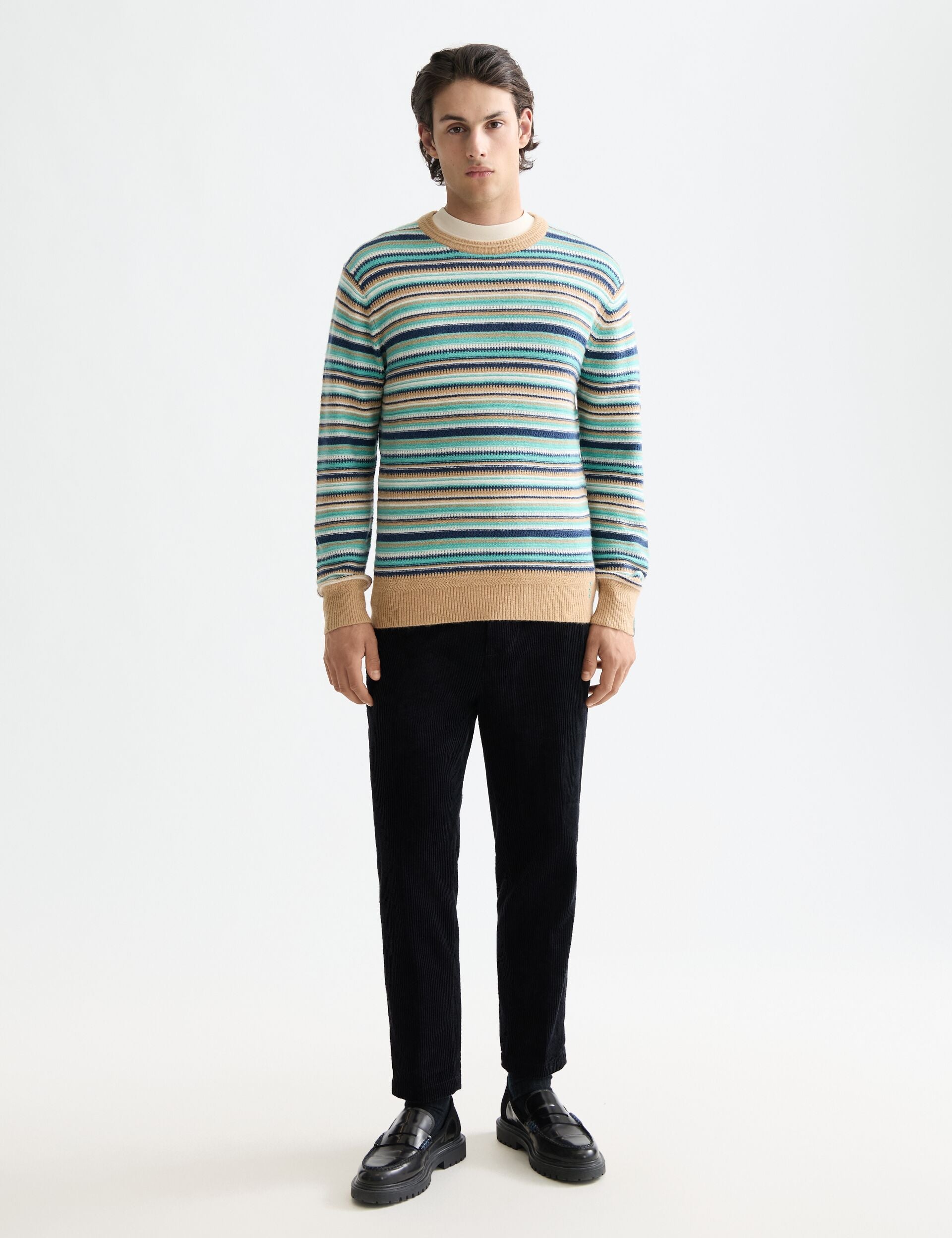 Soft knit striped regular fit pullover