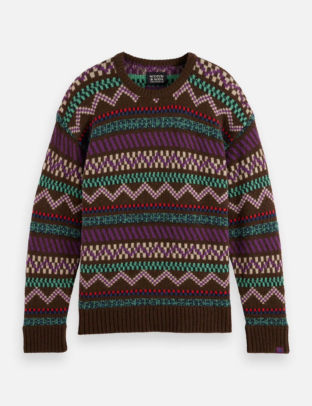 Jacquard dropped shoulder crewneck