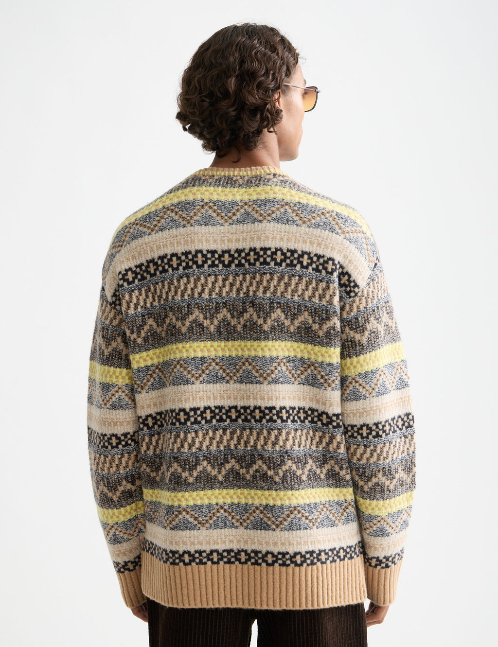 Jacquard dropped shoulder crewneck