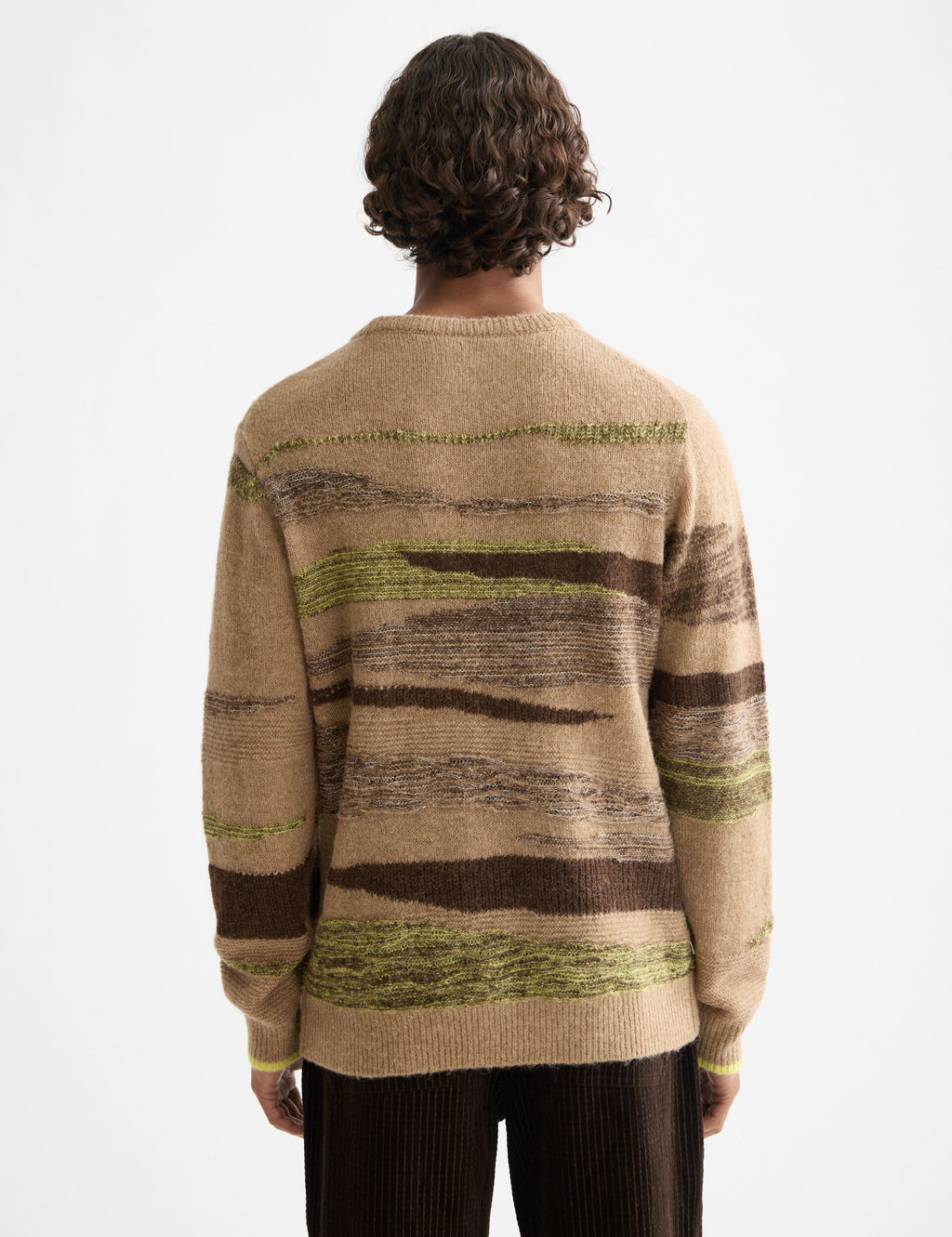 Fluffy alpaca wool blend crew neck