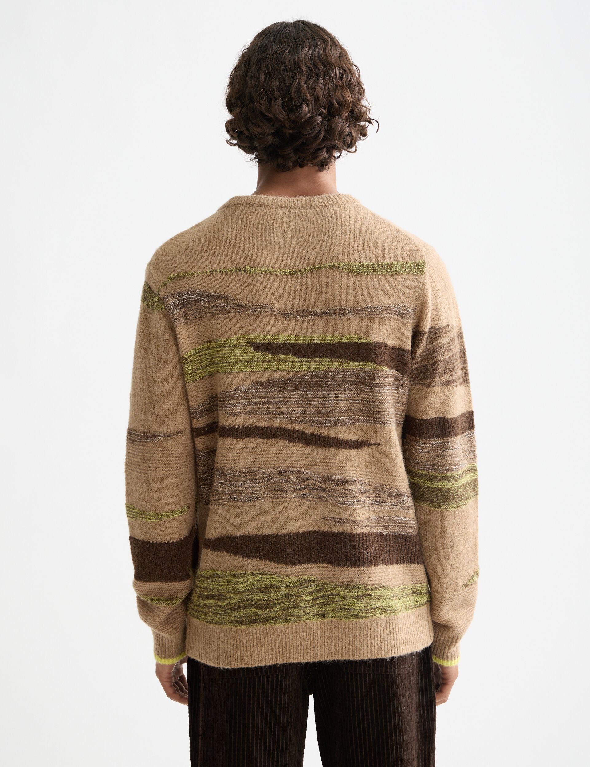 Fluffy alpaca wool blend crew neck