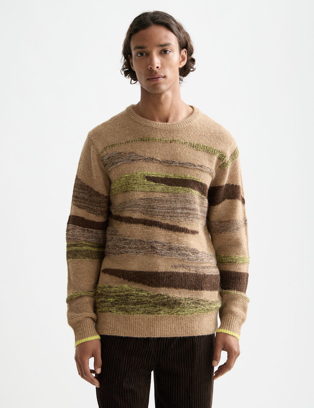 Fluffy alpaca wool blend crew neck