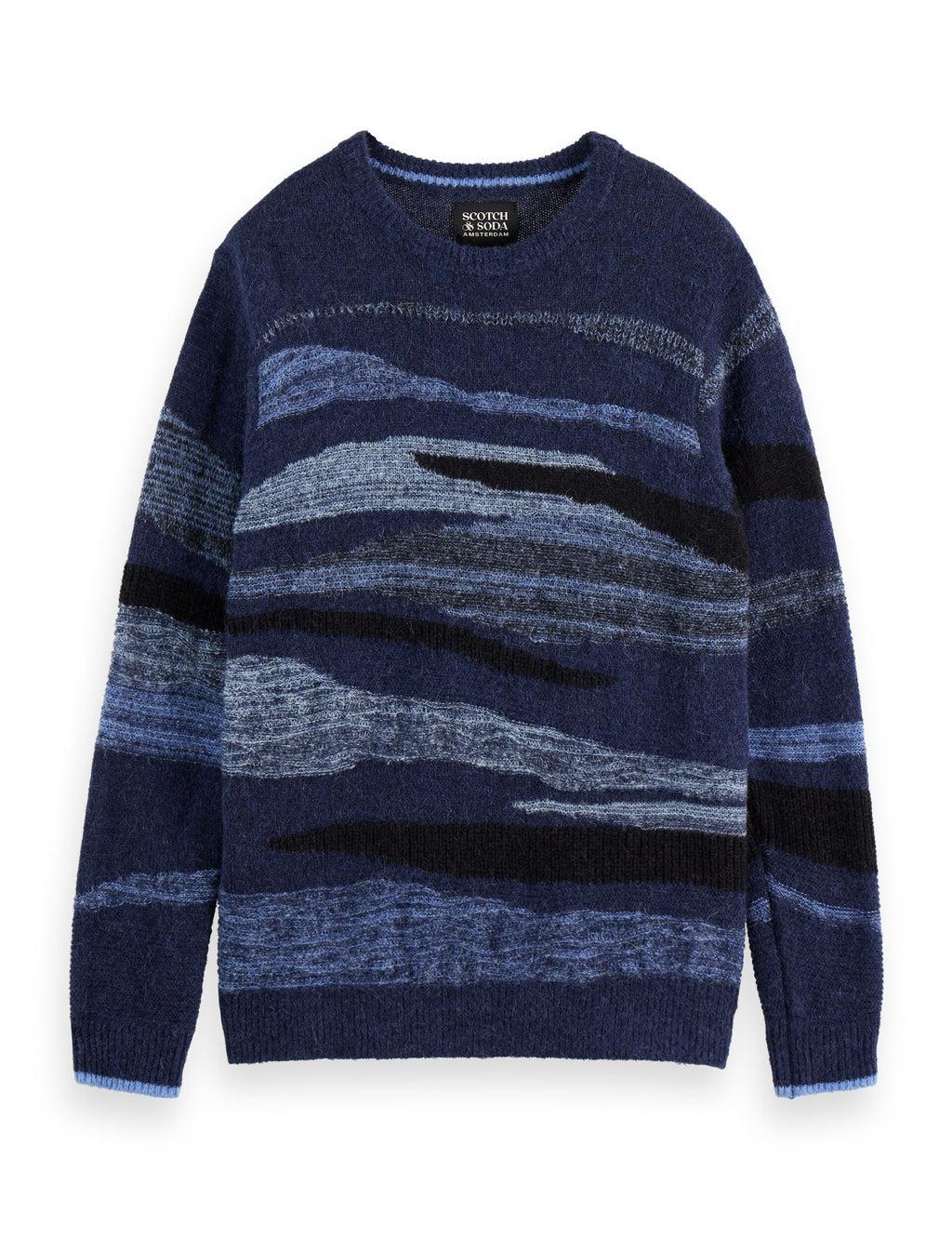 Fluffy alpaca wool blend crew neck