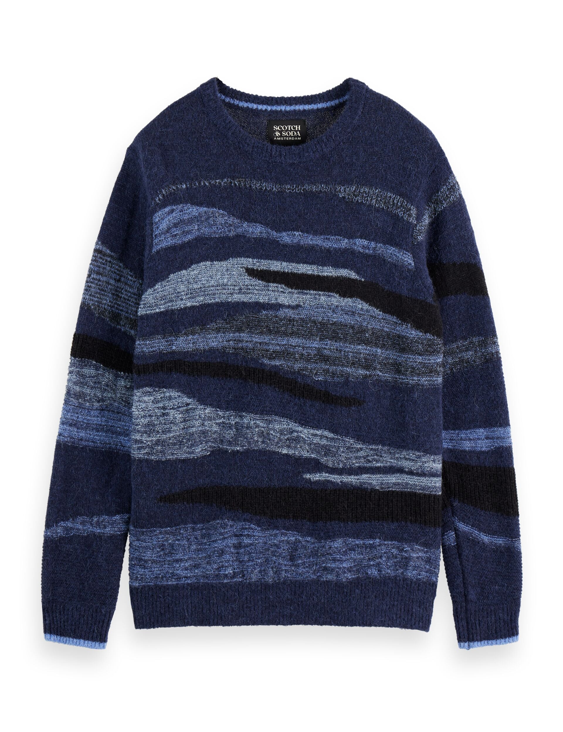 Fluffy alpaca wool blend crew neck