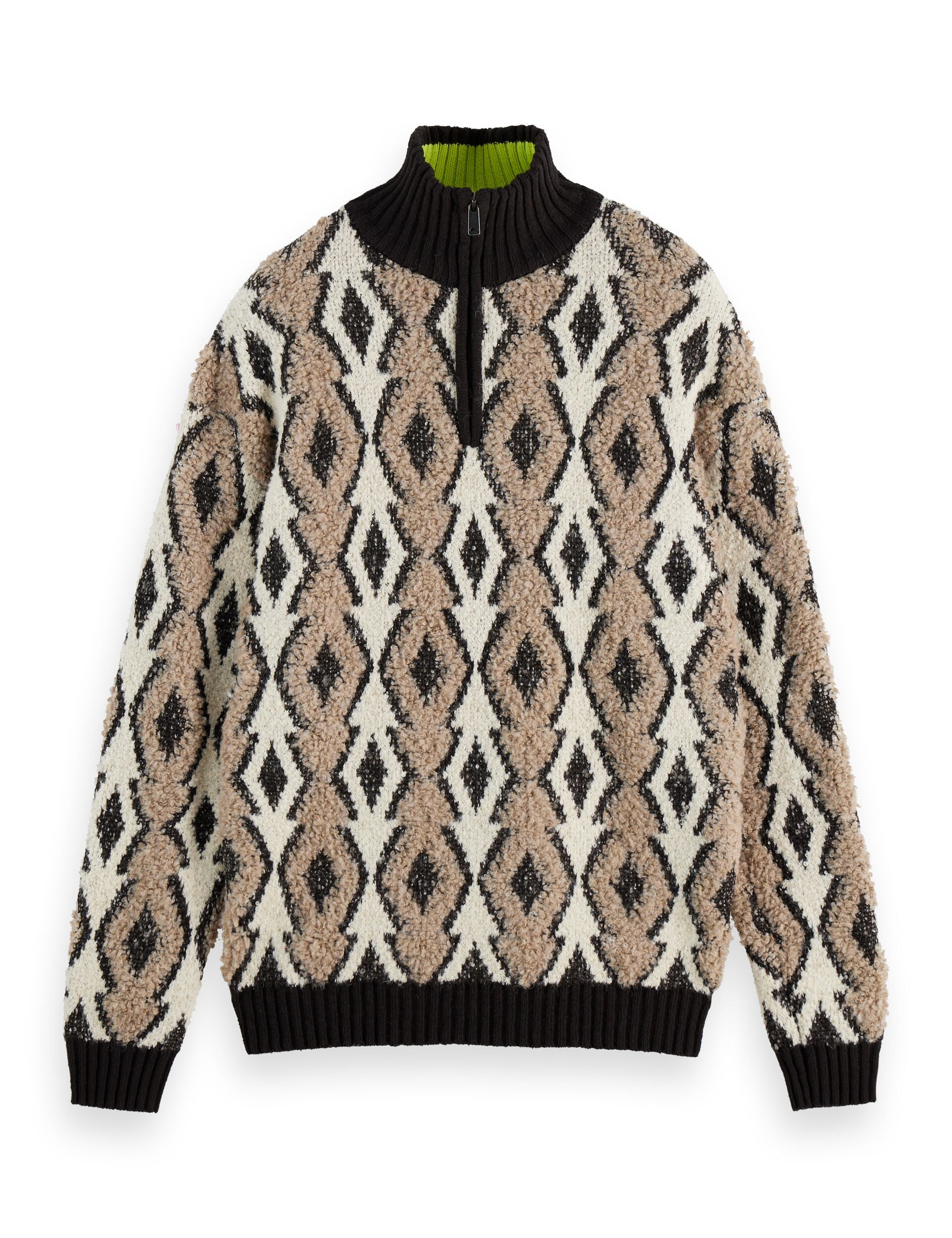 Argyles jacquard dropped shoulder pullover