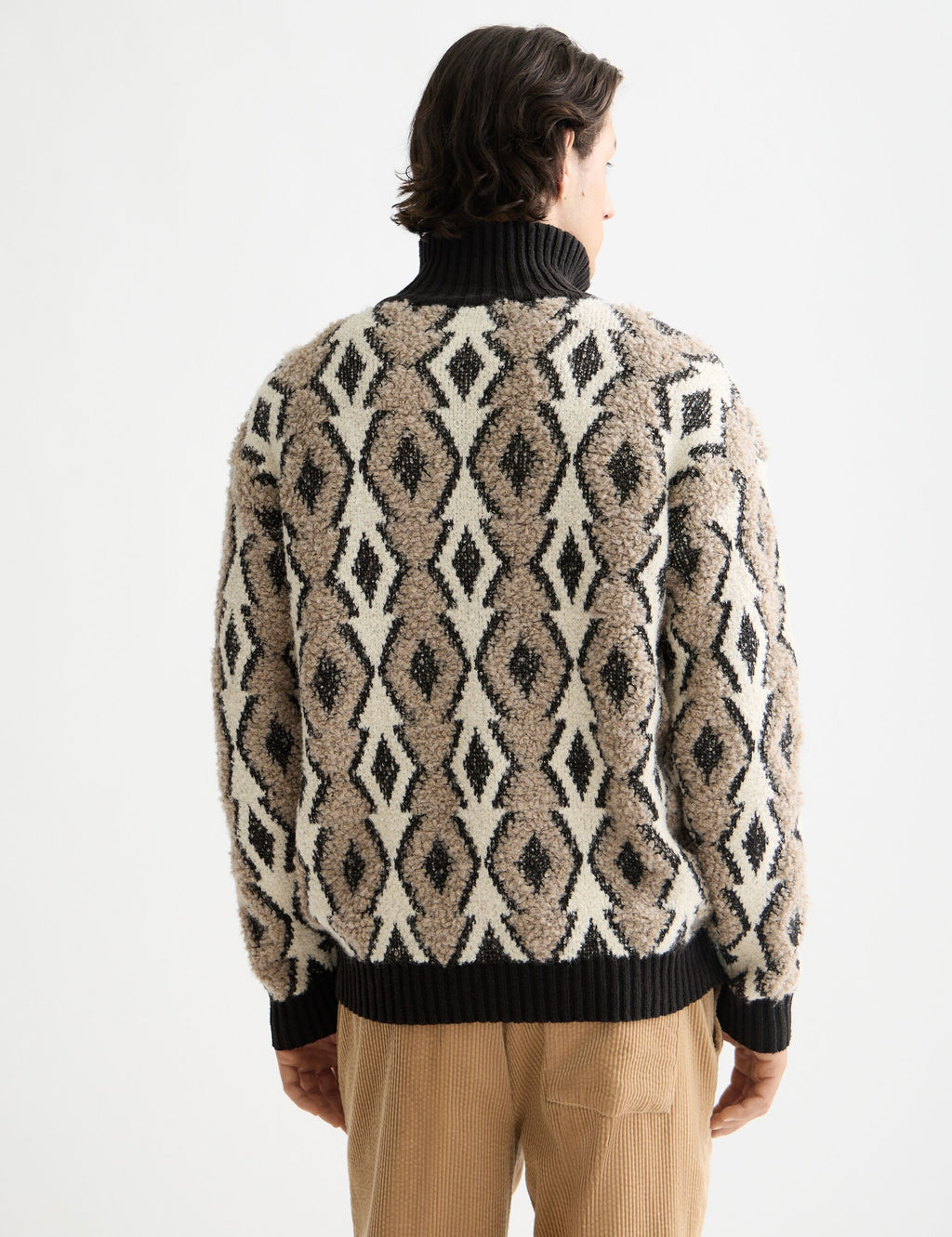 Argyles jacquard dropped shoulder pullover