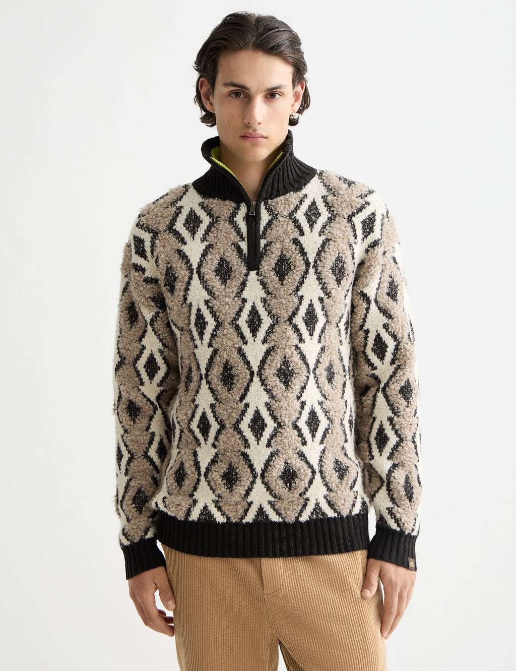 Argyles jacquard dropped shoulder pullover