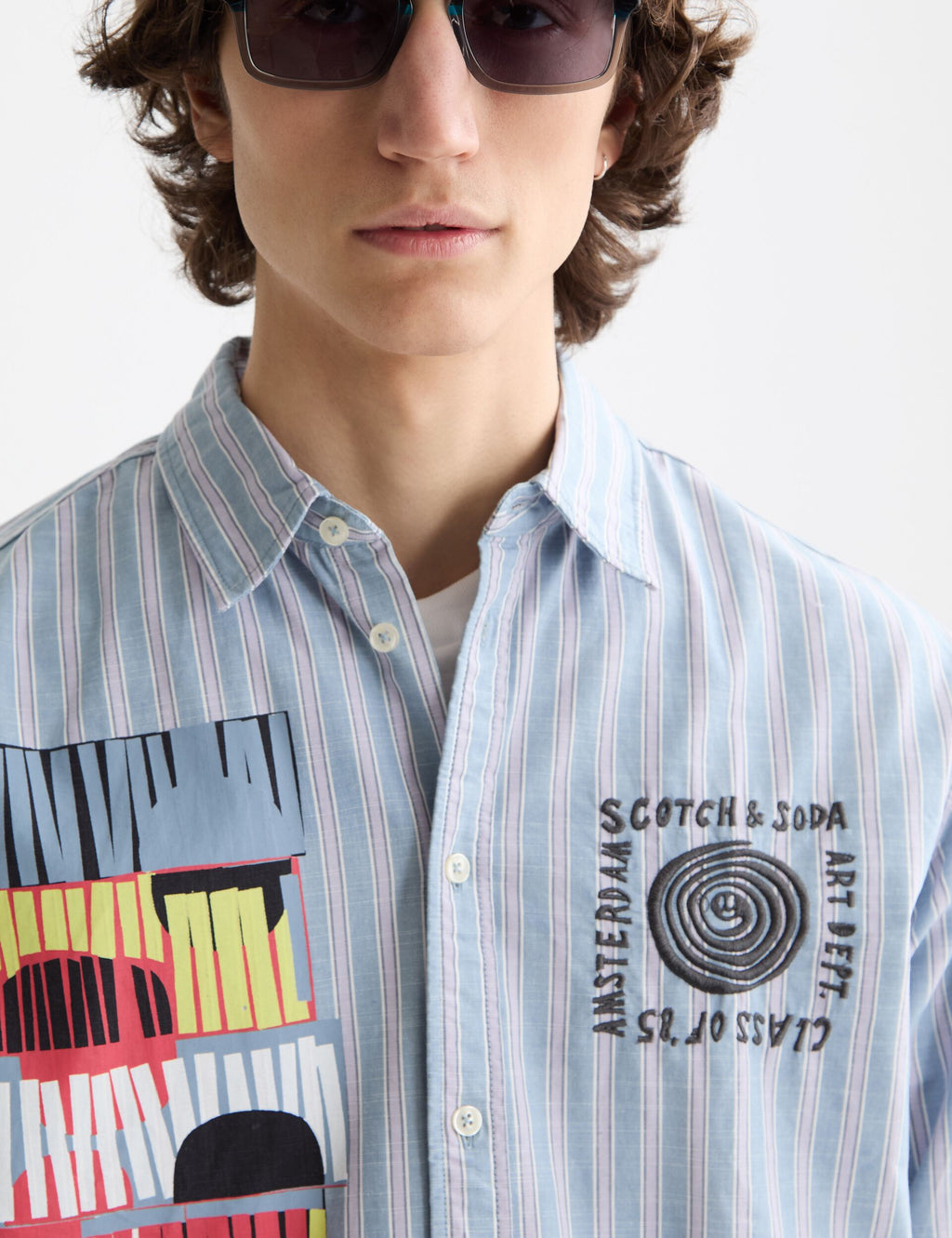 Graphic Patchwork Striped Oxford