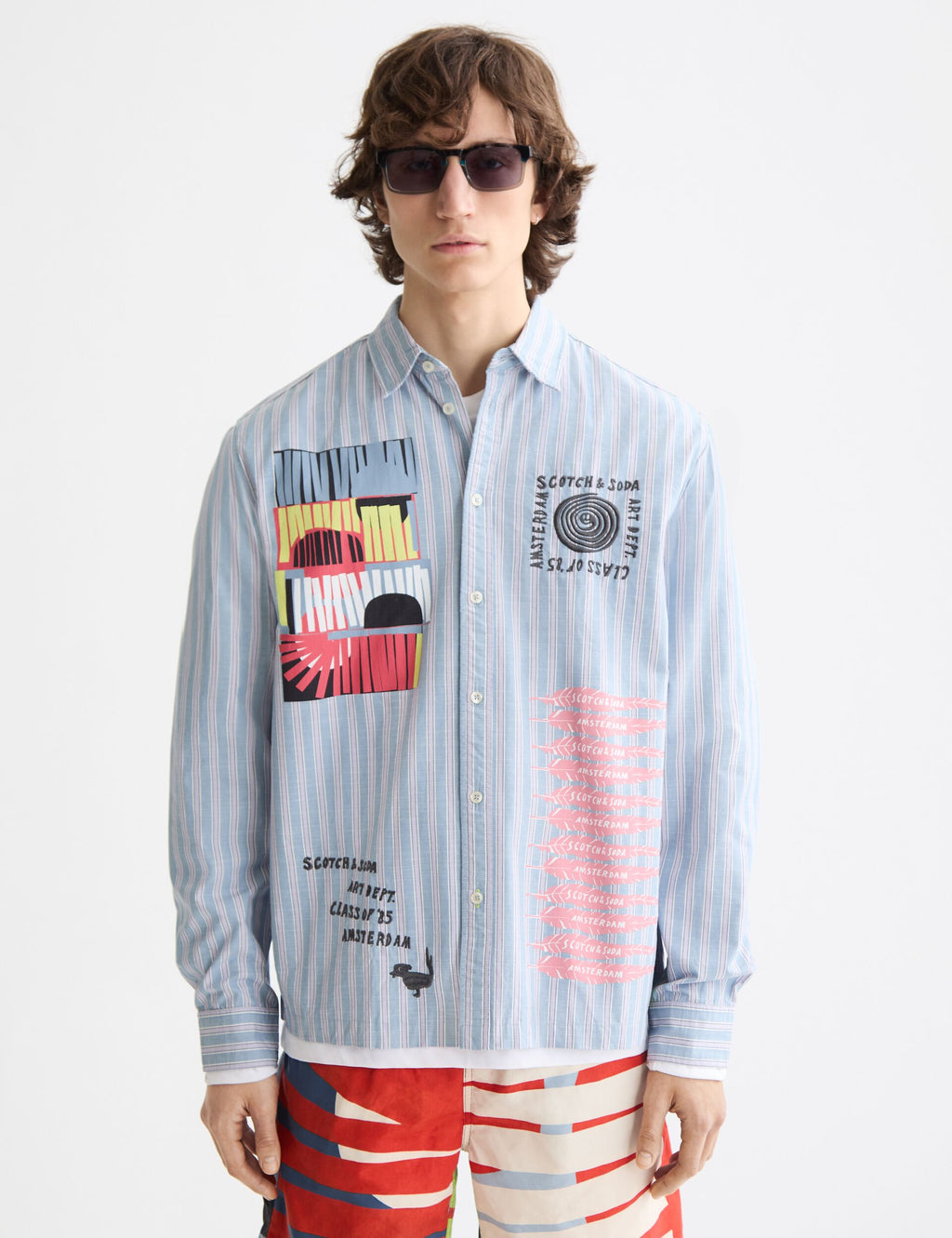 Graphic Patchwork Striped Oxford