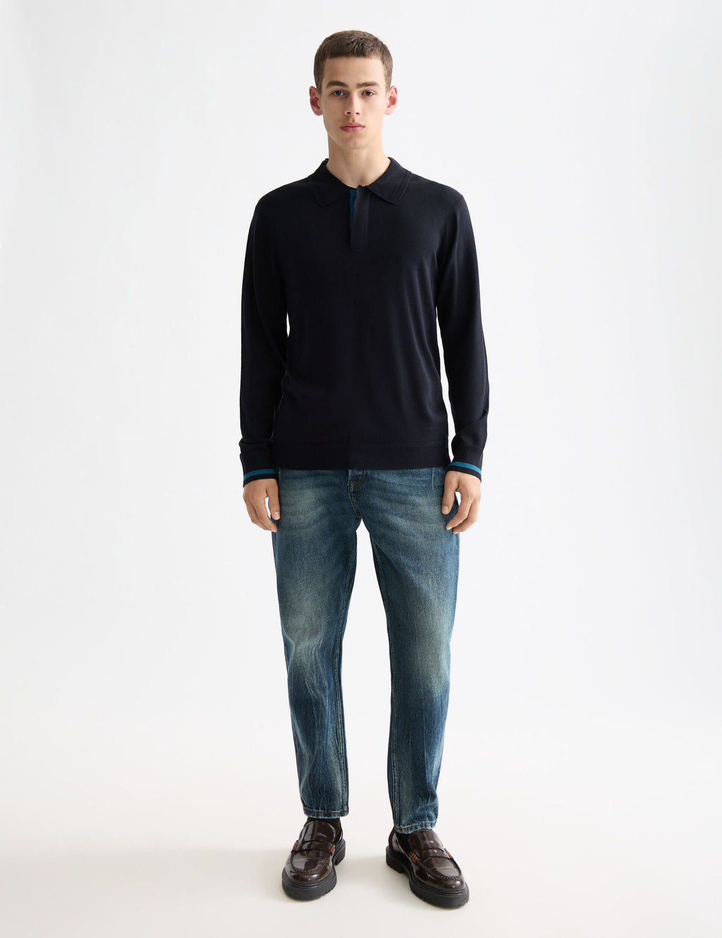 Ecovero Blend Knitted Long Sleeve Polo