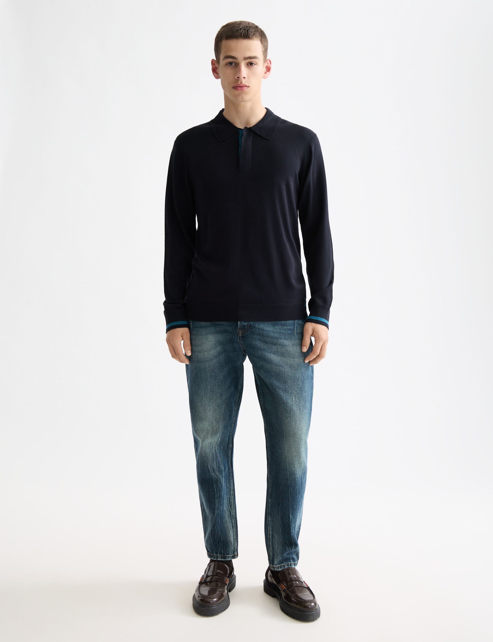 Ecovero Blend Knitted Long Sleeve Polo