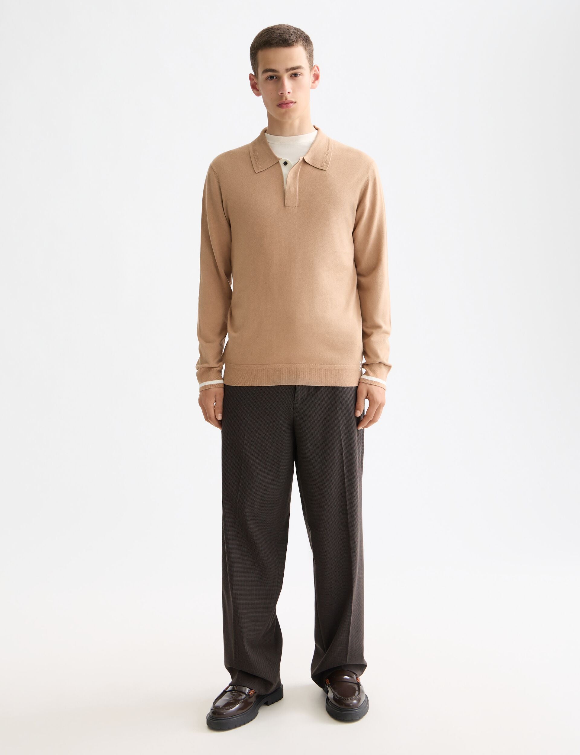 Ecovero Blend Knitted Long Sleeve Polo