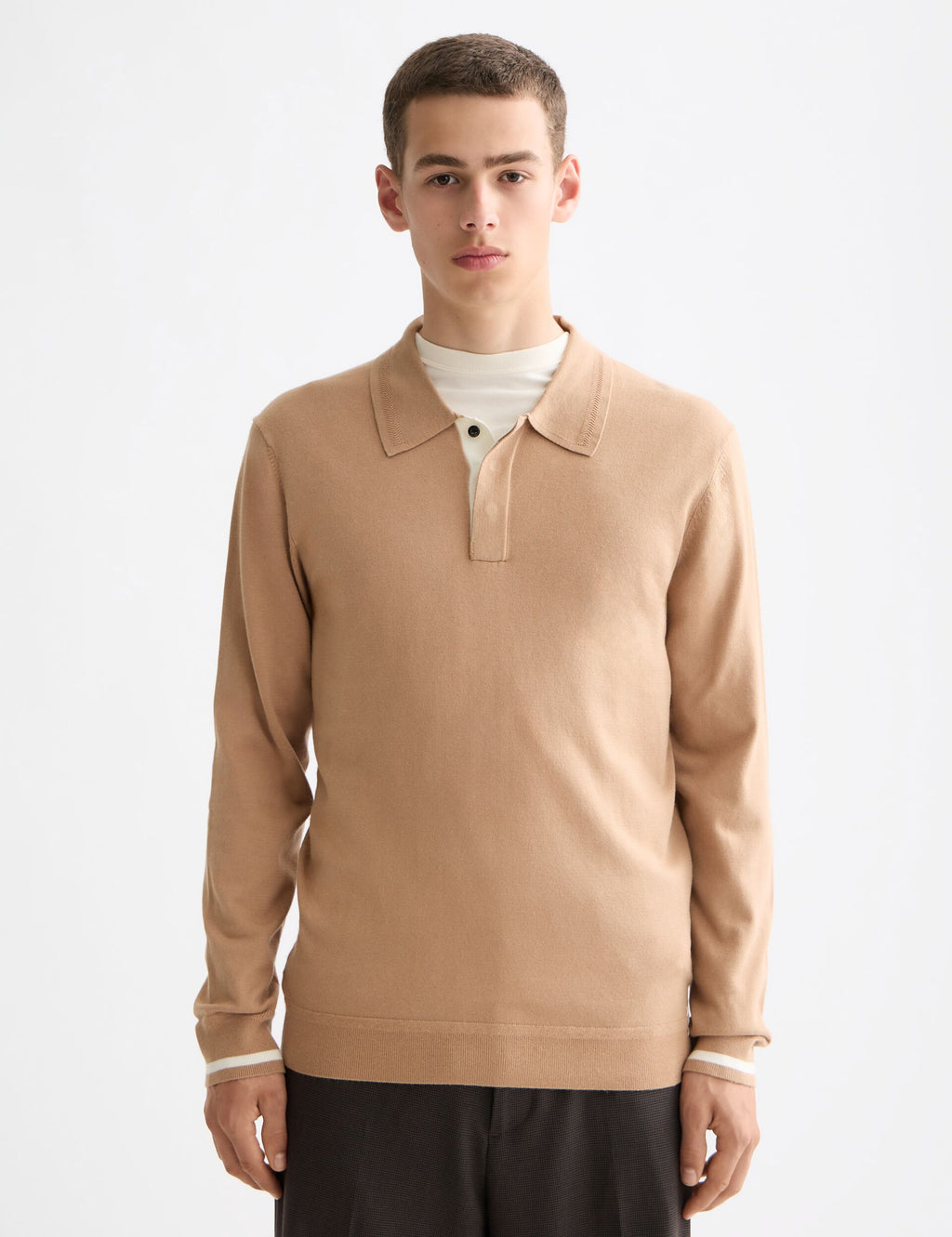 Ecovero Blend Knitted Long Sleeve Polo