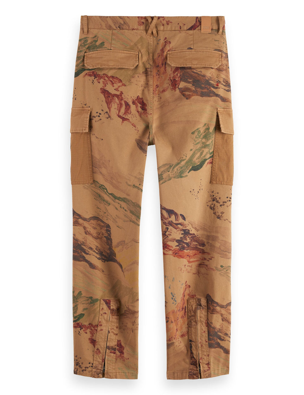 Harper-Printed garment-dyed cotton blend loose tapered cargo