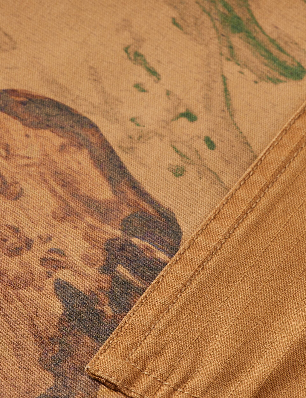 Harper-Printed garment-dyed cotton blend loose tapered cargo