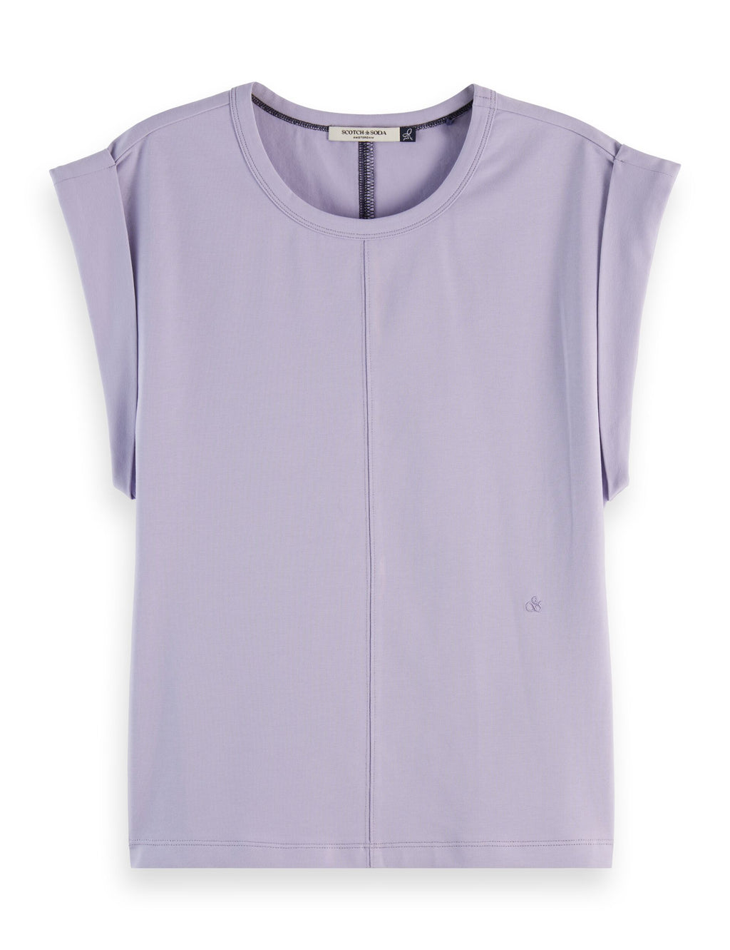 Fitted rolled-up sleeve T-shirt