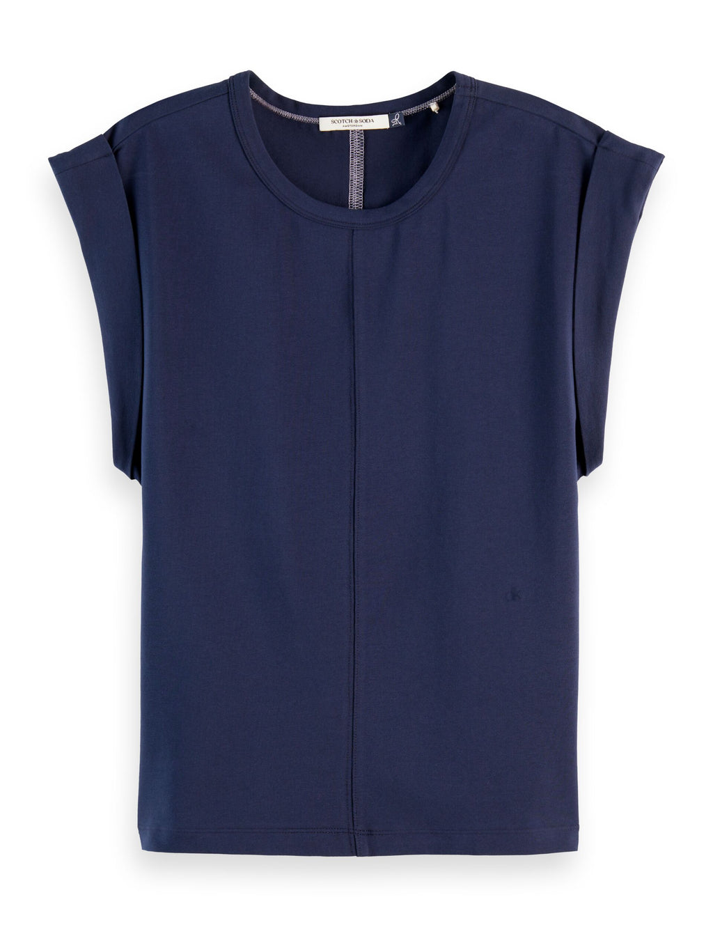 Fitted rolled-up sleeve T-shirt