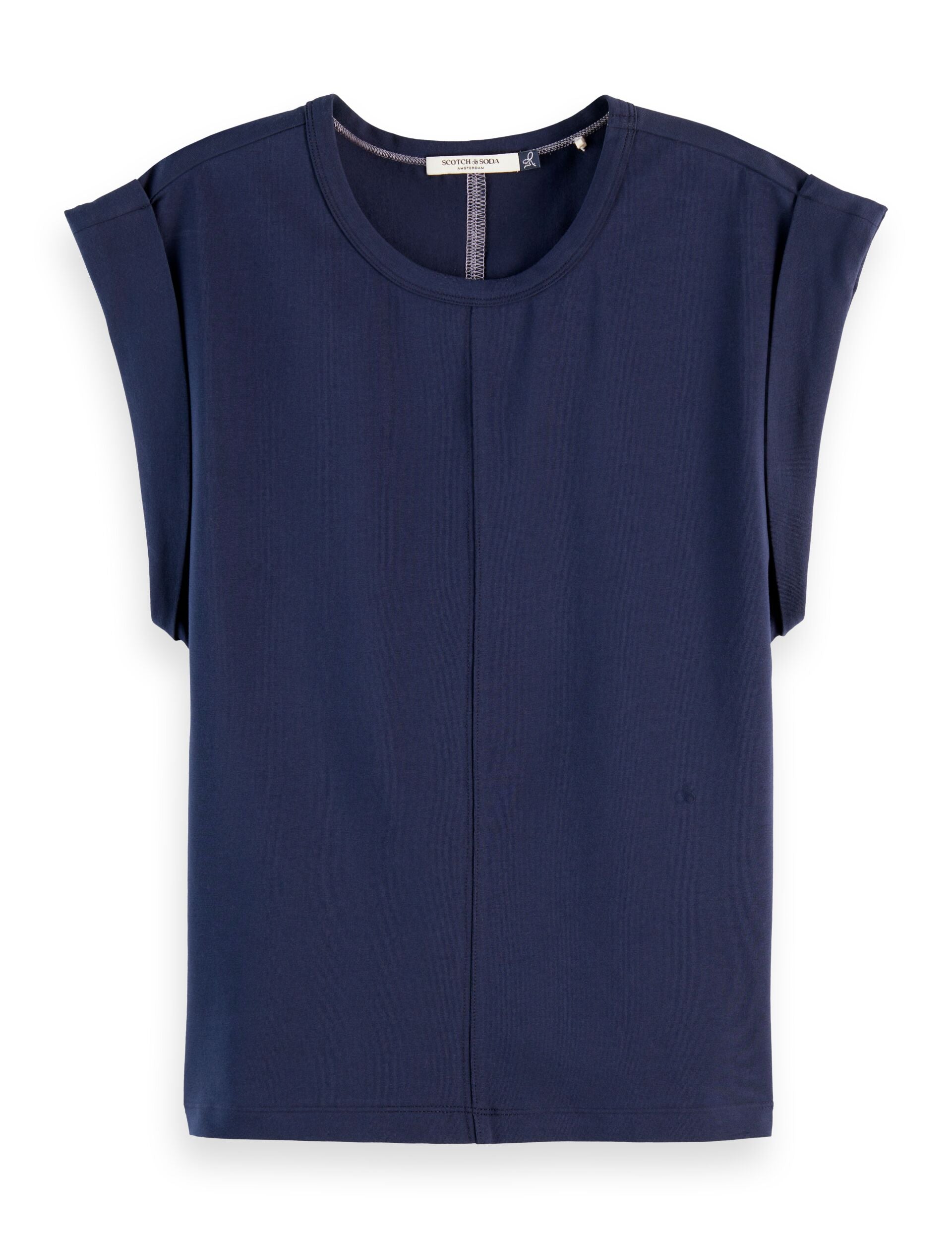 Fitted rolled-up sleeve T-shirt