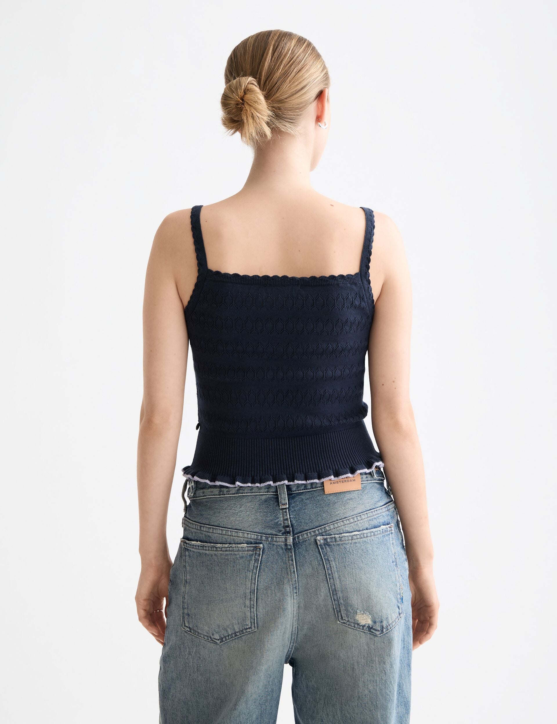Pointelle knitted tank