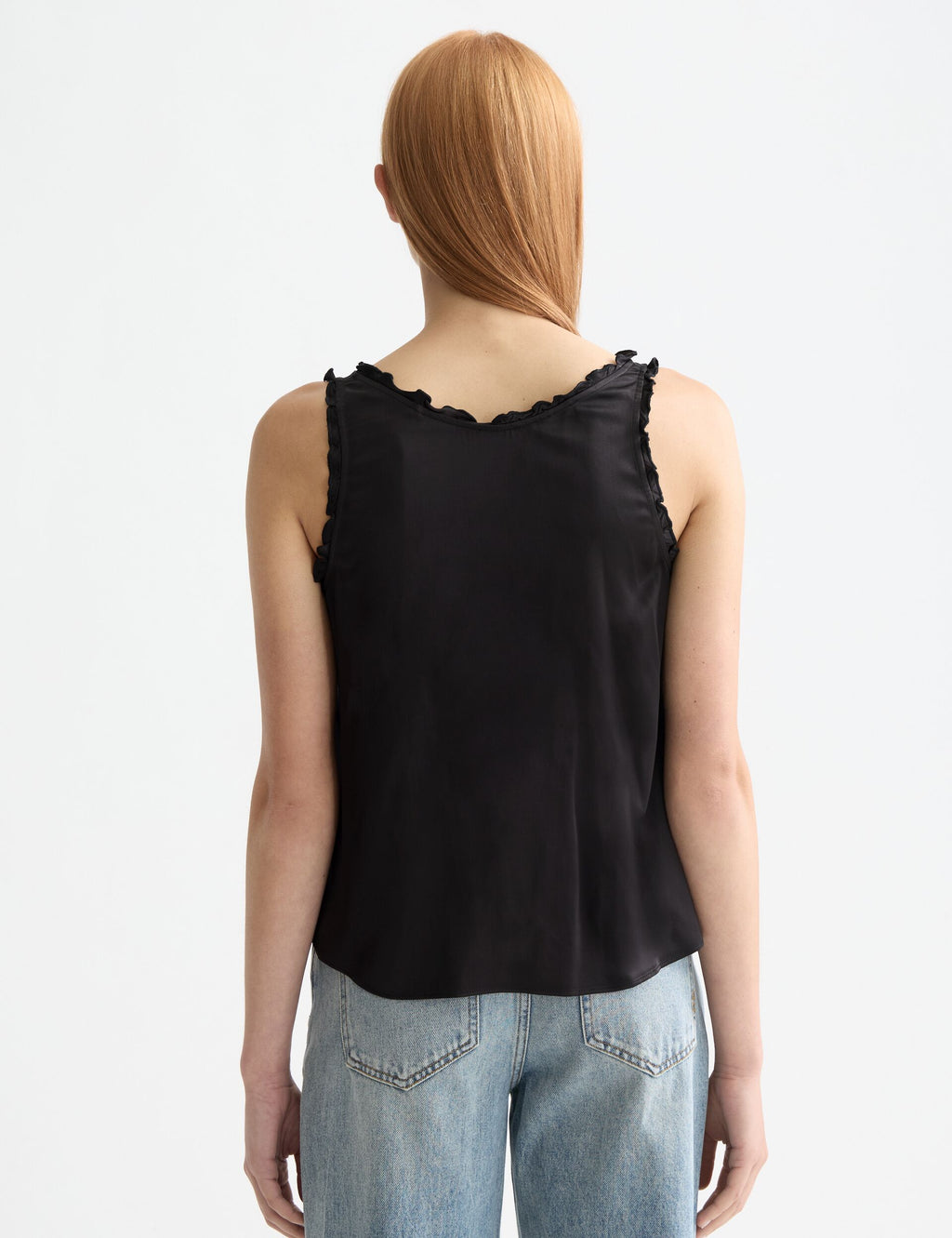V-neck ruffle tank