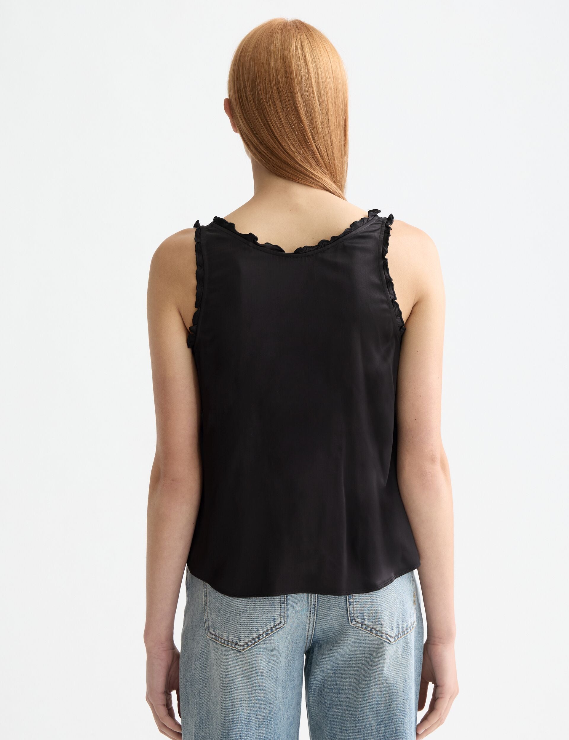 V-neck ruffle tank
