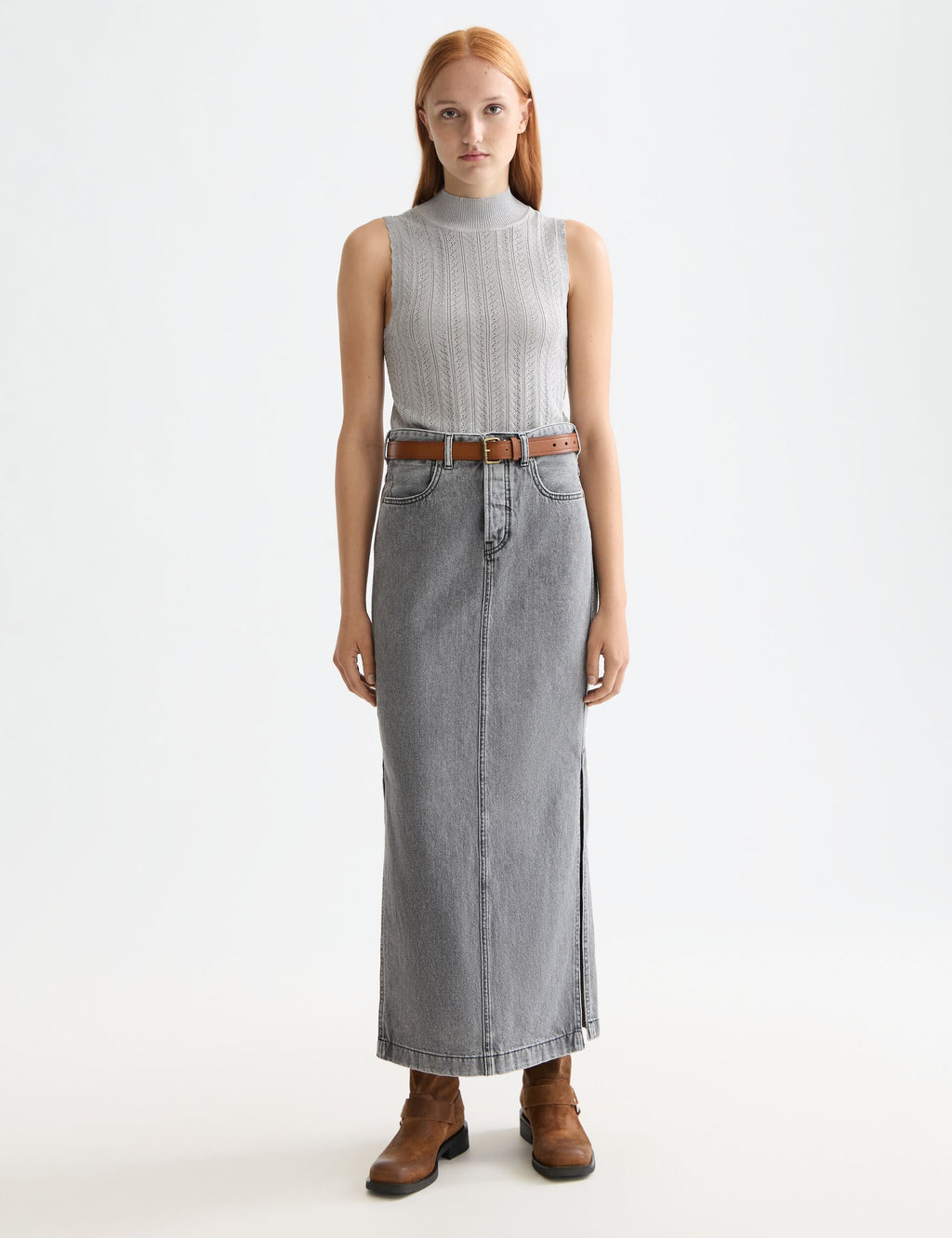 Metallic pointelle knitted tank