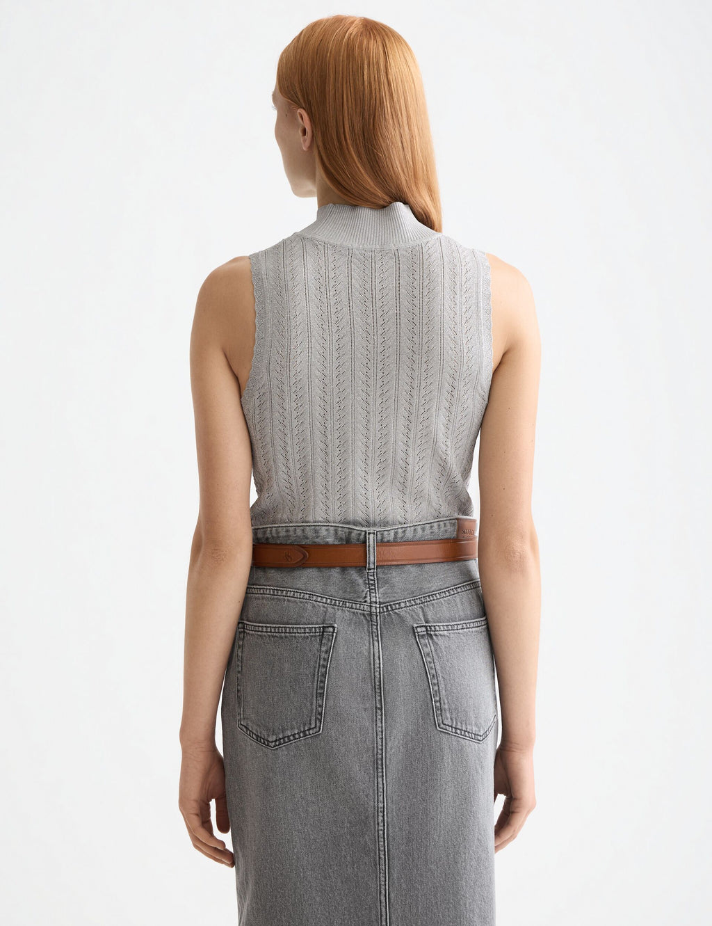 Metallic pointelle knitted tank