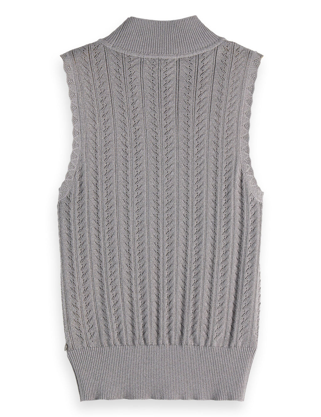 Metallic pointelle knitted tank