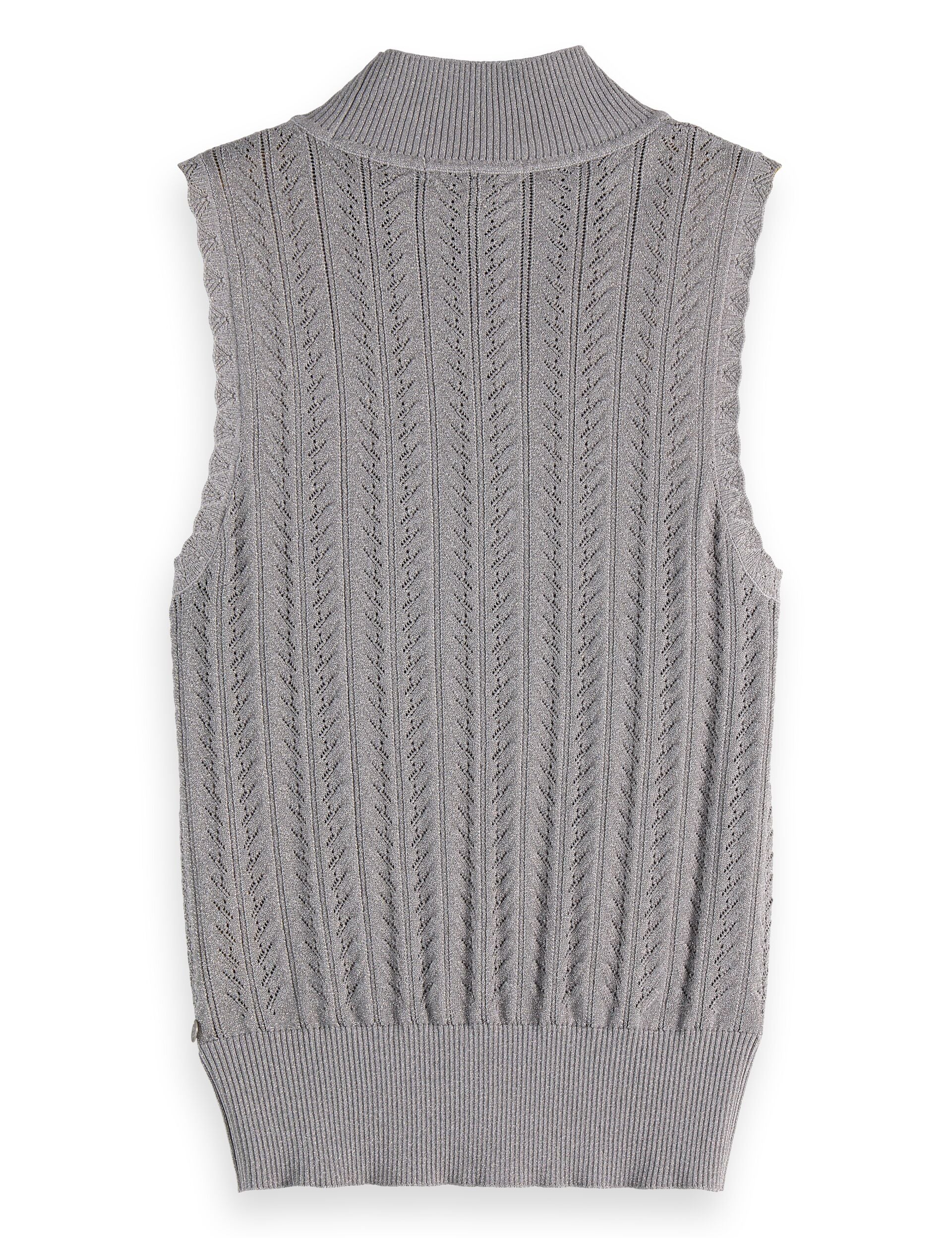 Metallic pointelle knitted tank