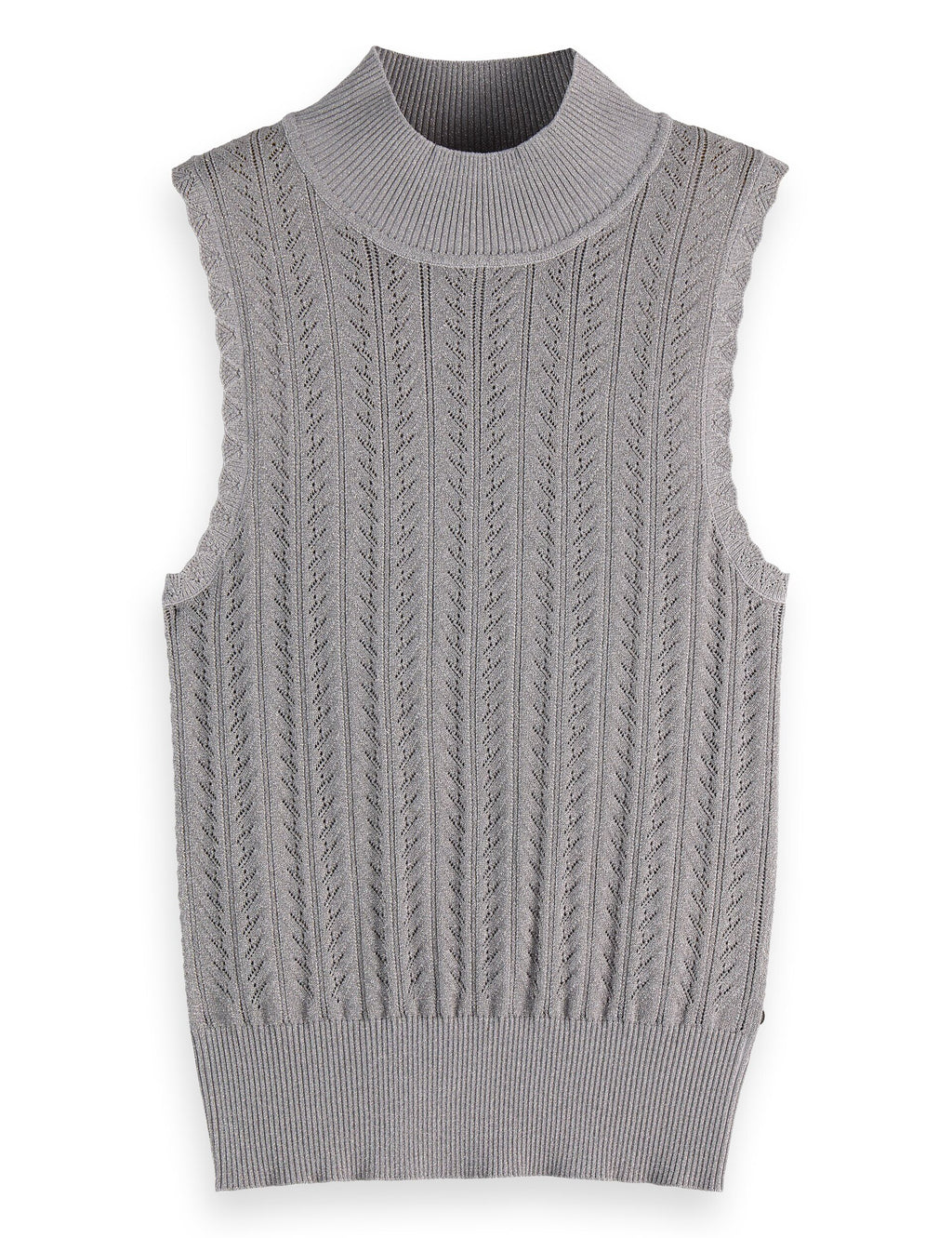 Metallic pointelle knitted tank