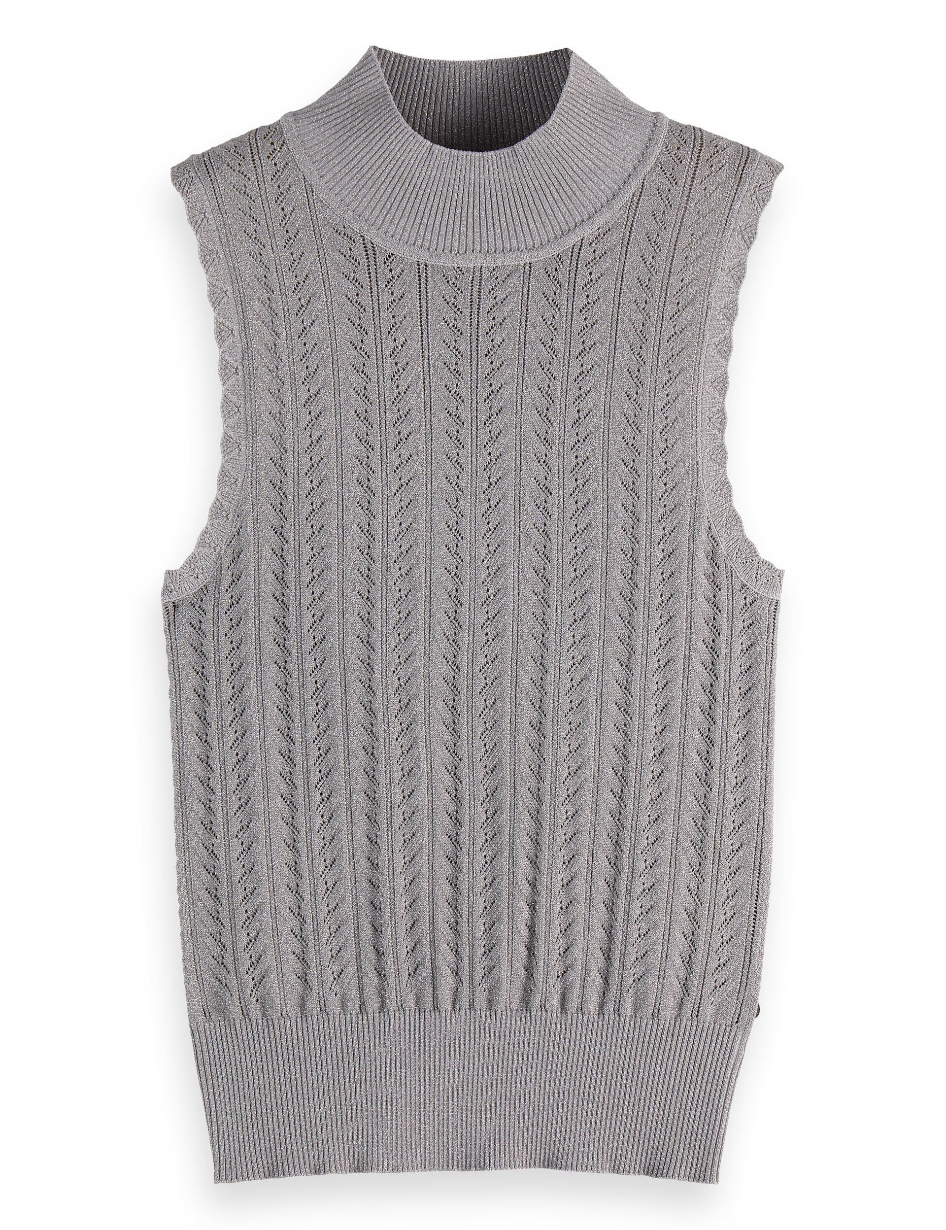 Metallic pointelle knitted tank