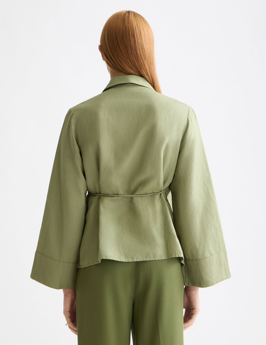 Wrap shirt with tie closure