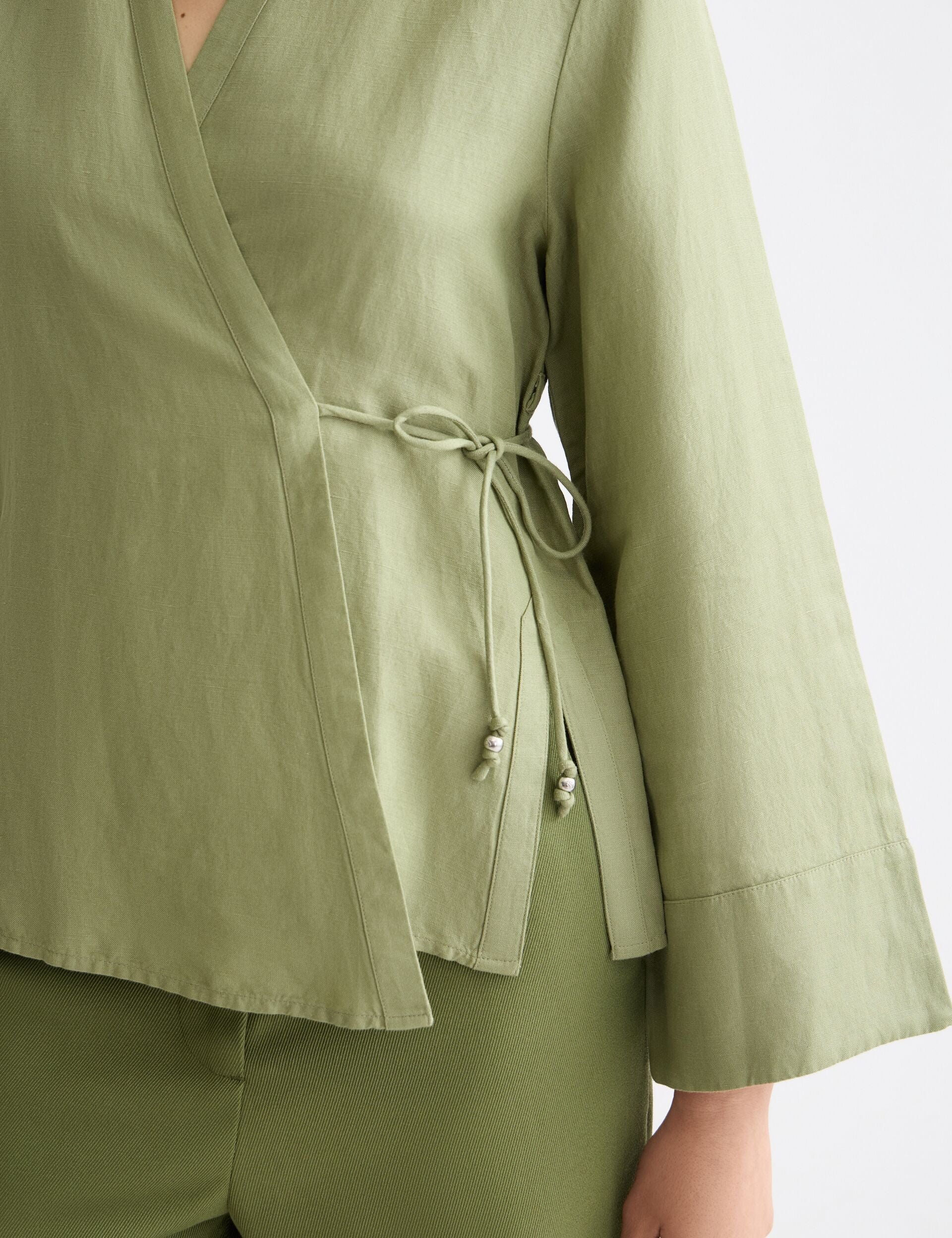 Wrap shirt with tie closure