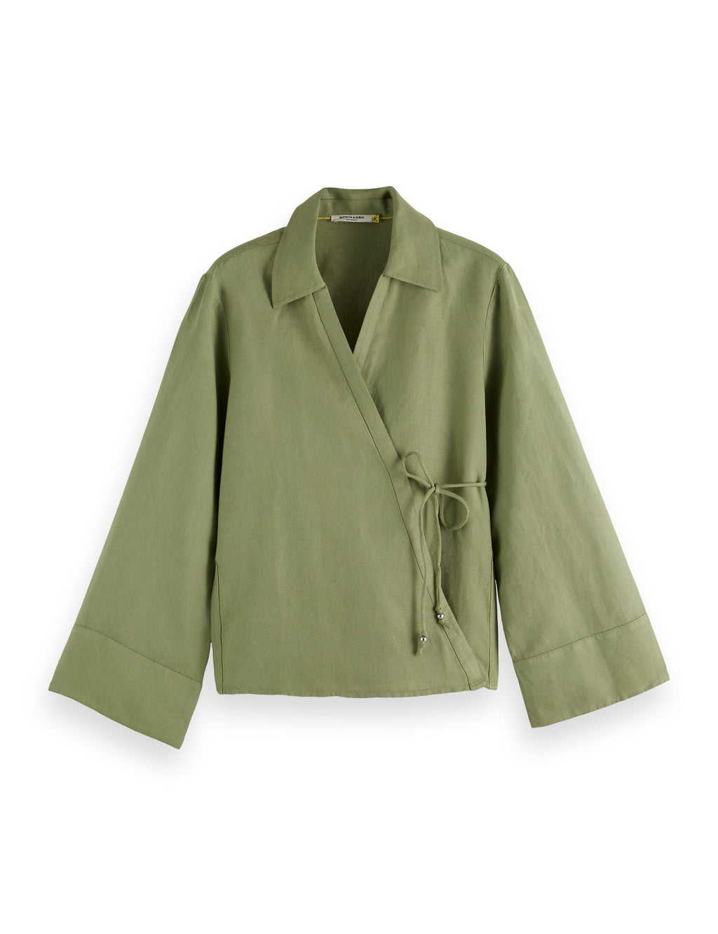 Wrap shirt with tie closure