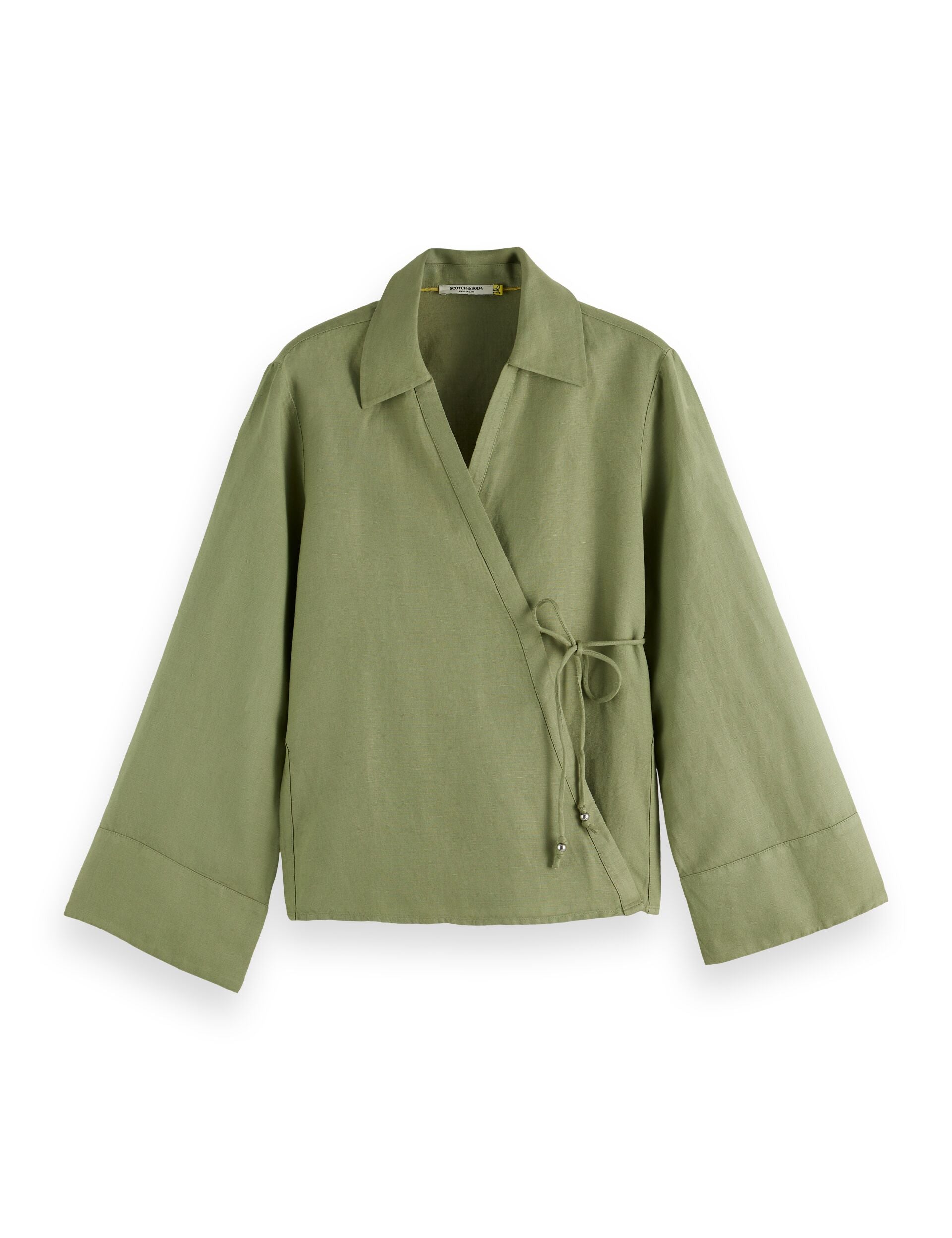 Wrap shirt with tie closure