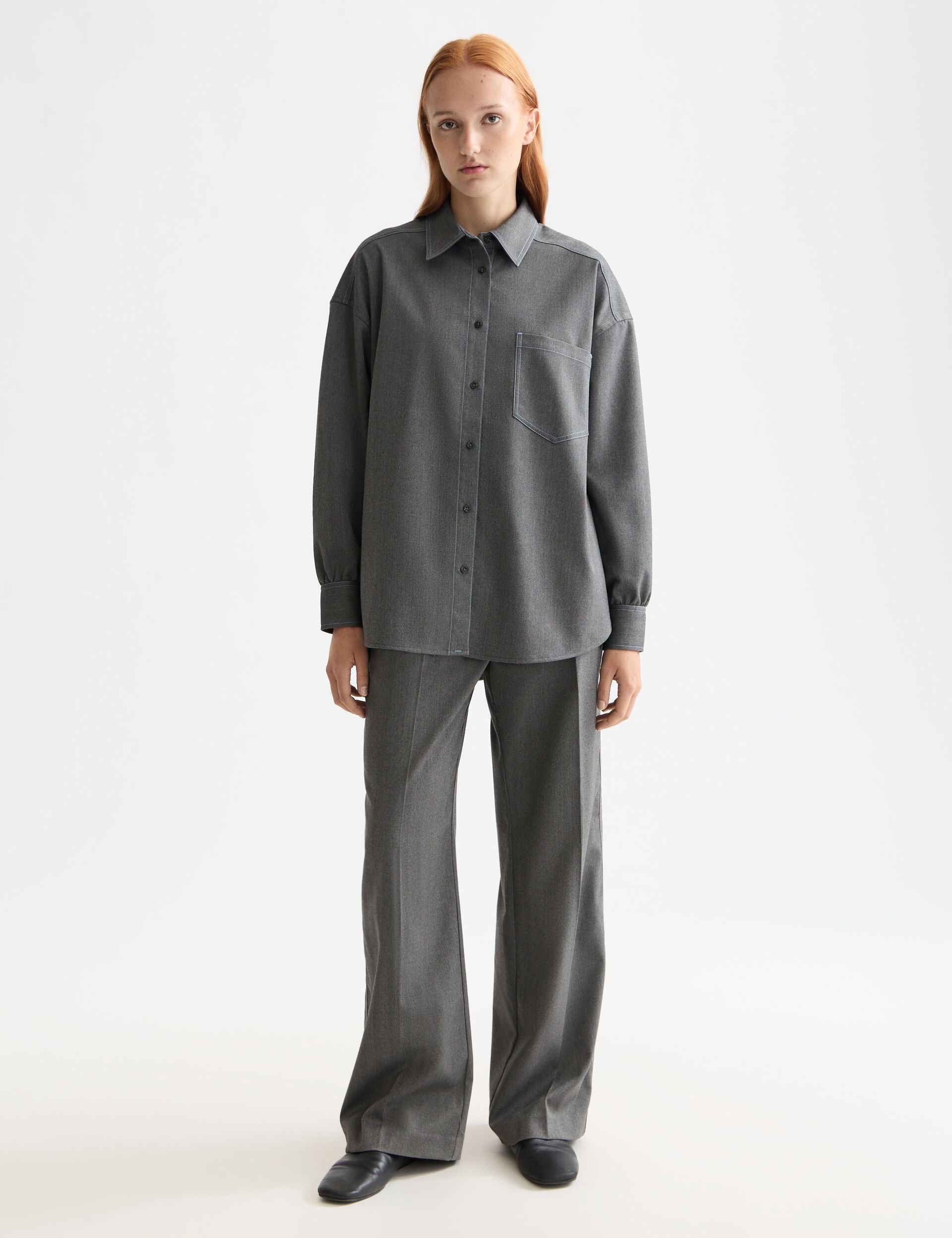 Girlfriend herringbone shirt