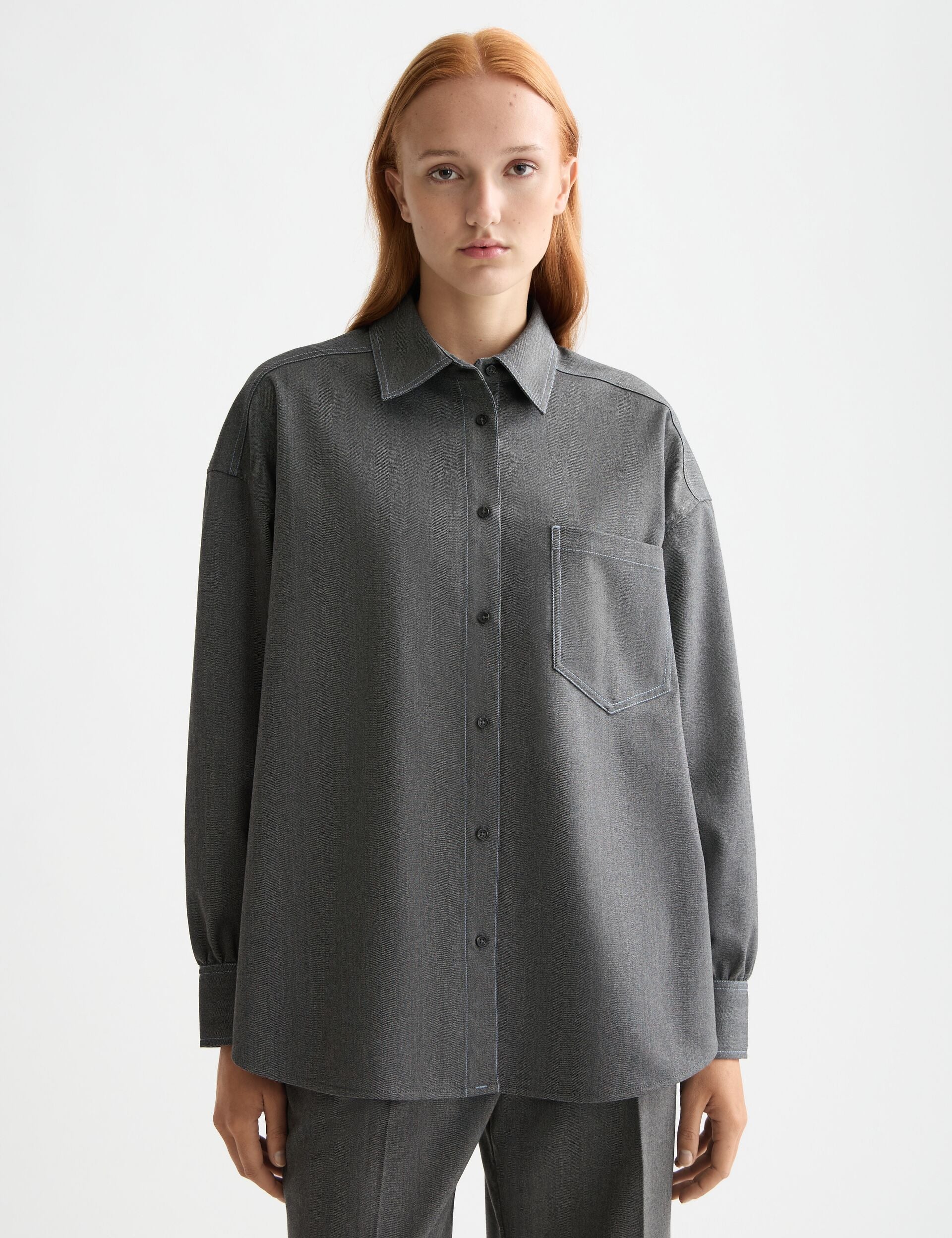 Girlfriend herringbone shirt
