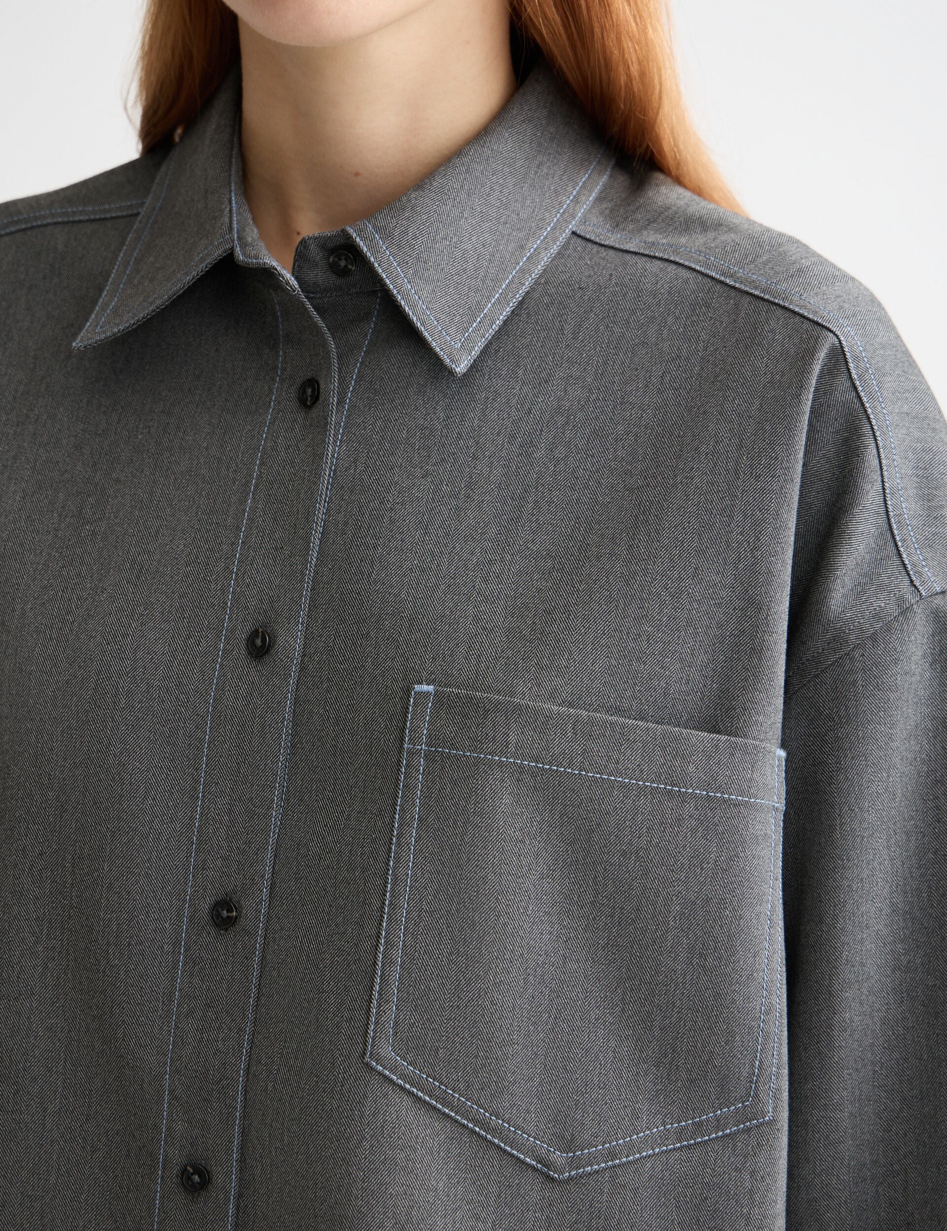 Girlfriend herringbone shirt