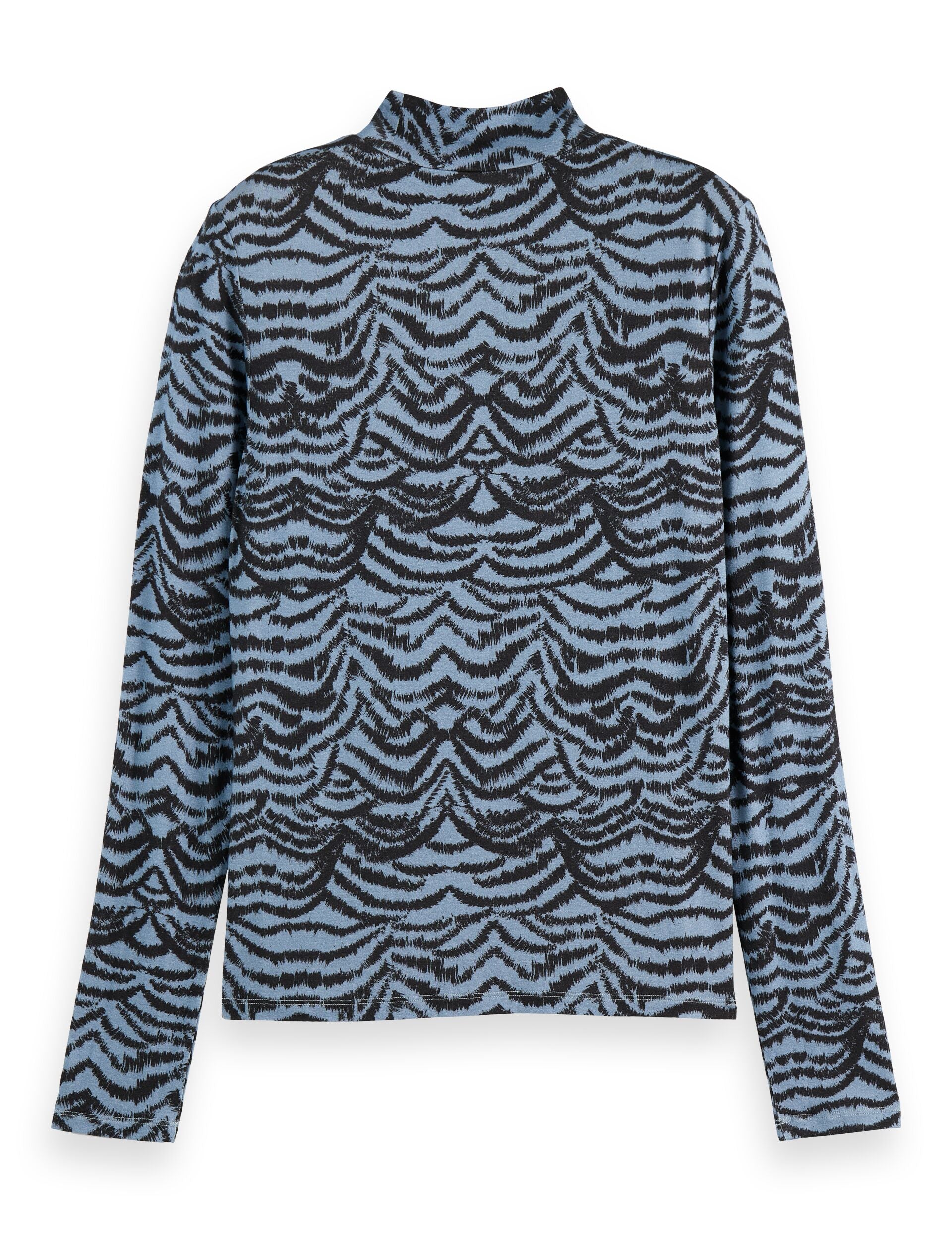 All over printed mock neck long sleeve T-shirt