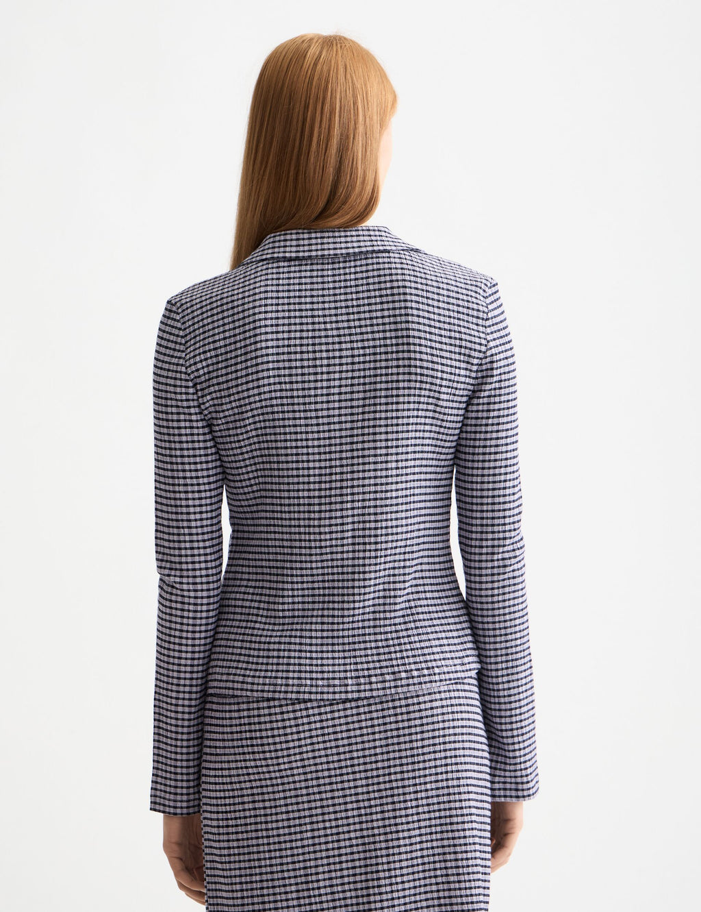 Structured gingham button up long sleeve T-shirt