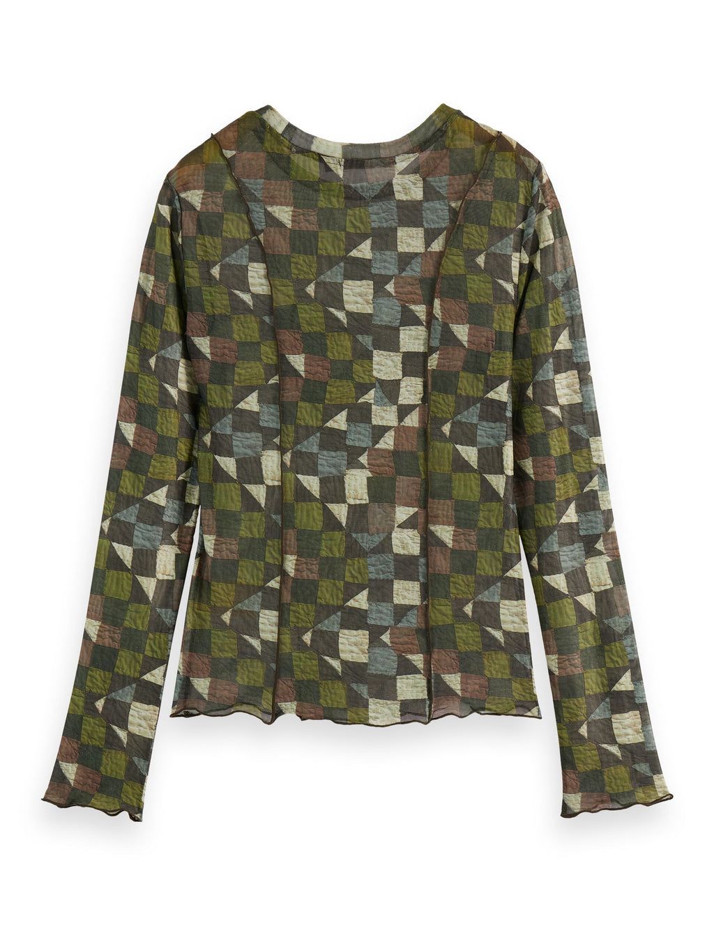 All over printed mesh long sleeve T-shirt