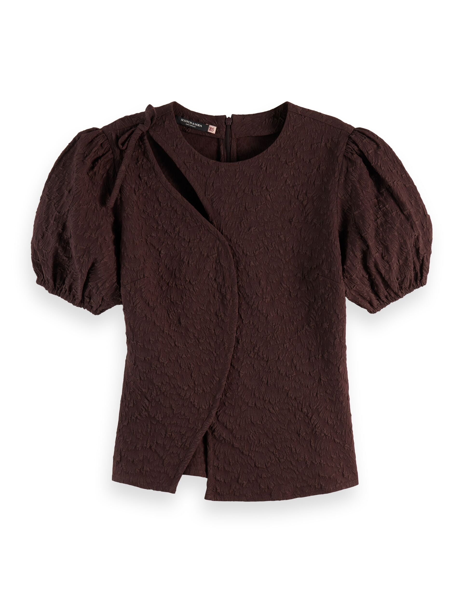 Puff sleeve textured top