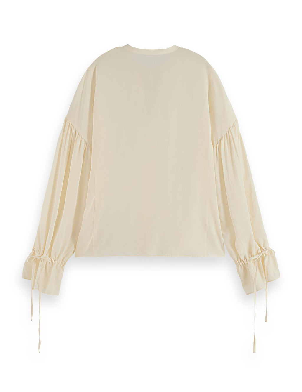 Beige blouse with long sleeves on a white background