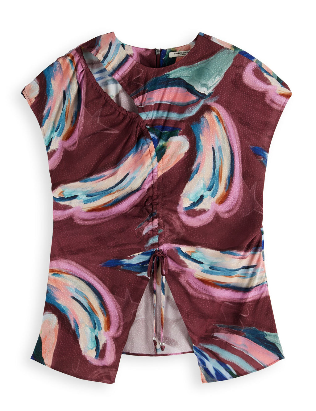 Draw string keyhole short sleeve top