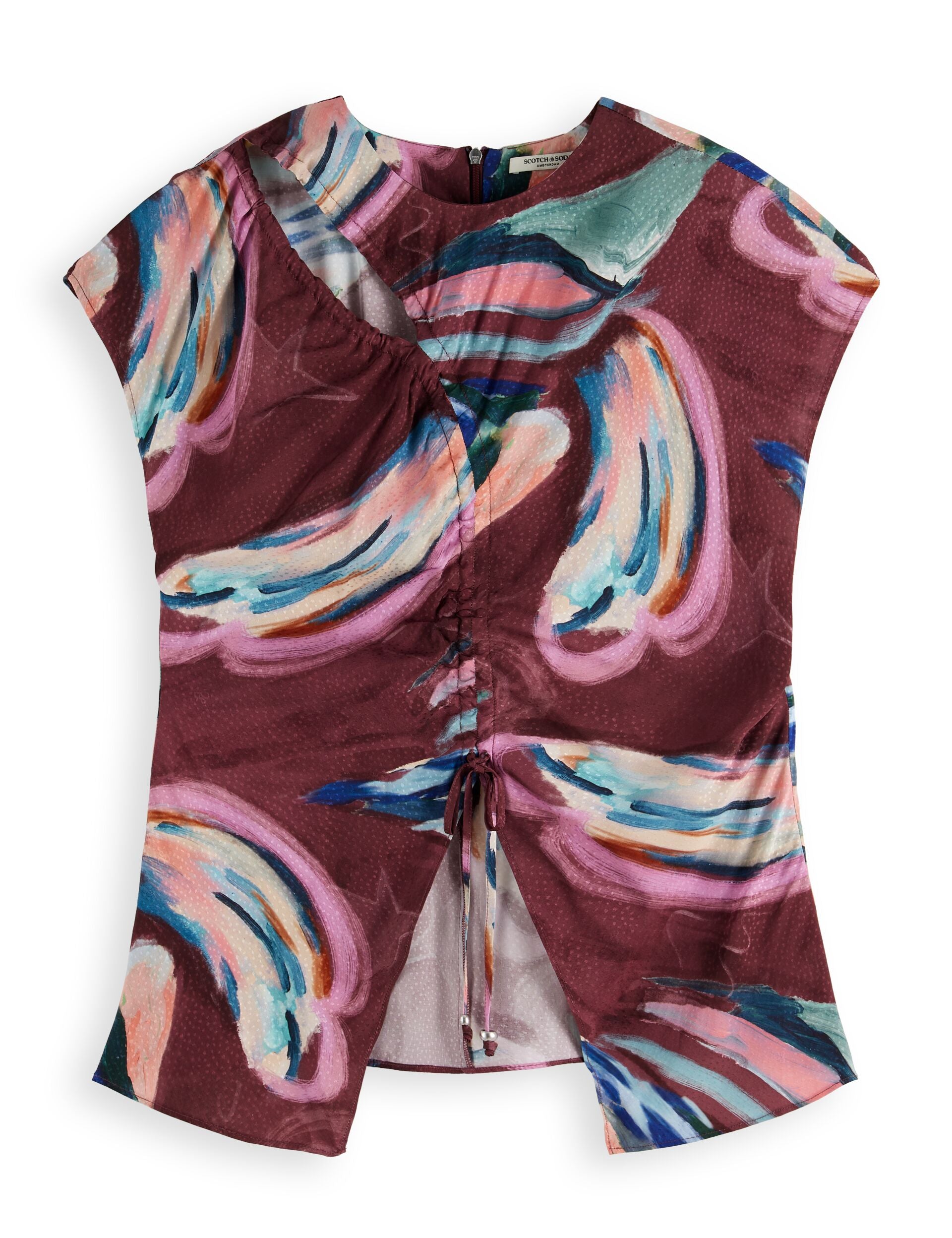 Draw string keyhole short sleeve top